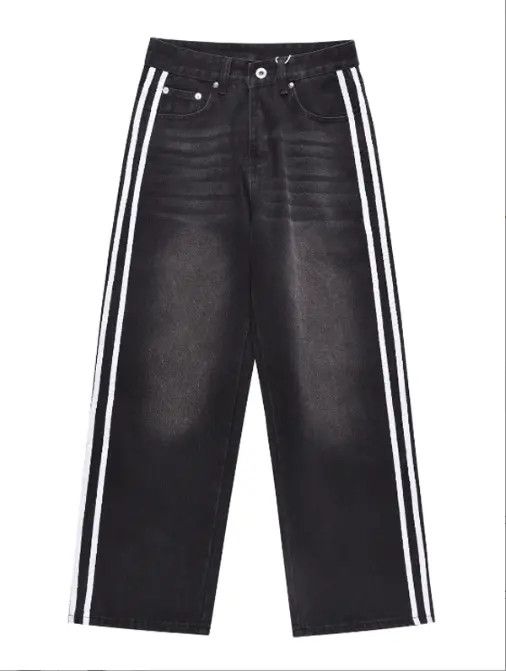 Japanese Brand American retro street washed wide-leg striped jeans Size US 32 / EU 48 - 5 Thumbnail