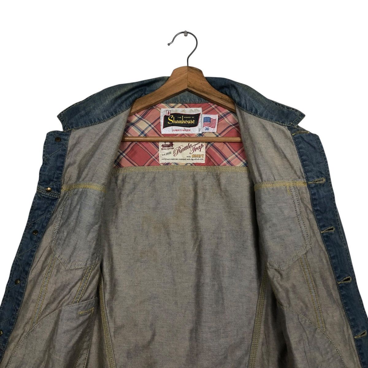Vintage 🔥VINTAGE TRUCKER DENIM BIKER JACKET SHANHOUSE USA Size US M / EU 48-50 / 2 - 16 Thumbnail
