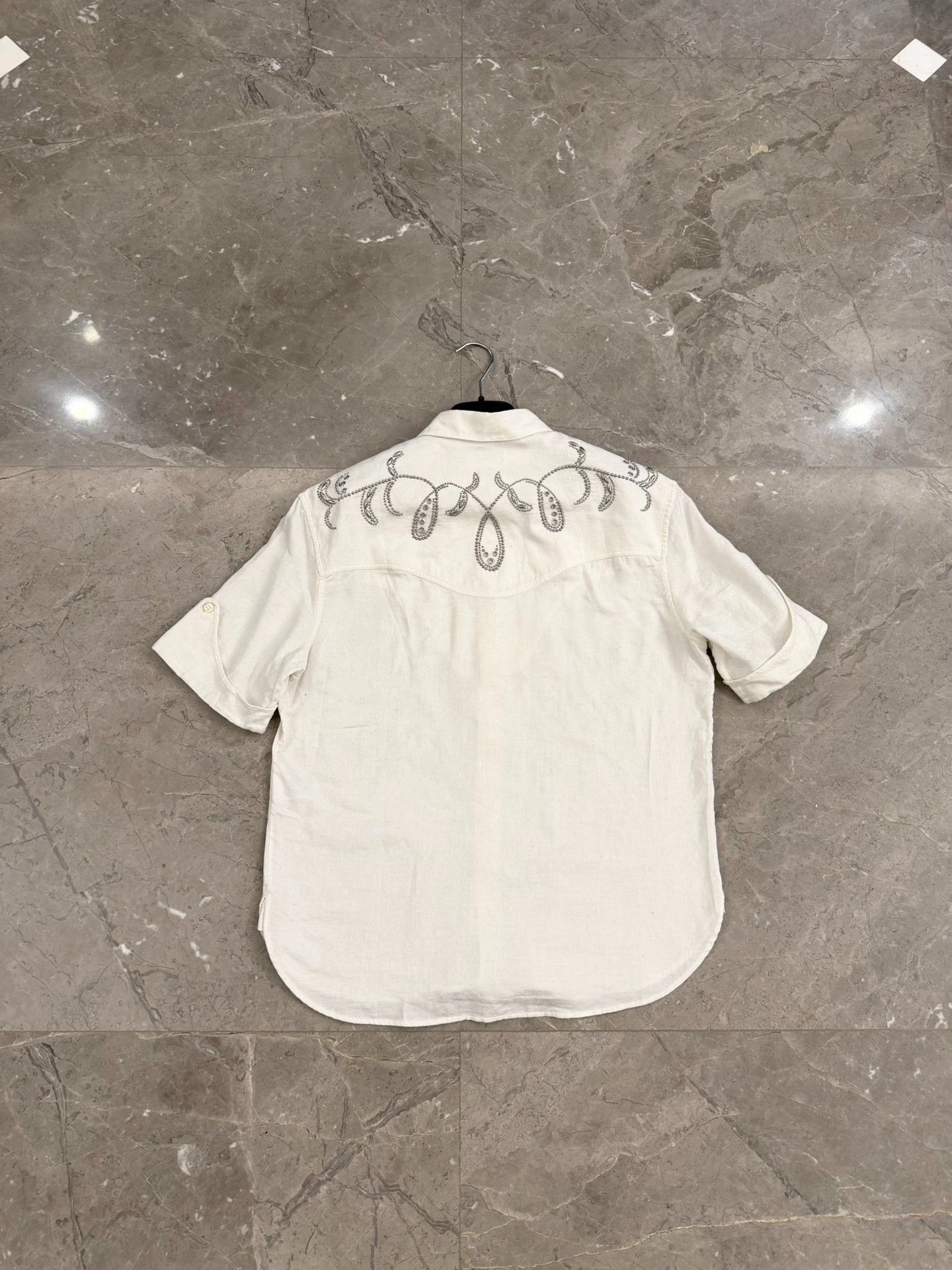 Saint Laurent Paris Saint Laurent White Embroidered Short-Sleeve Shirt Size US XXS / EU 40 - 2 Thumbnail