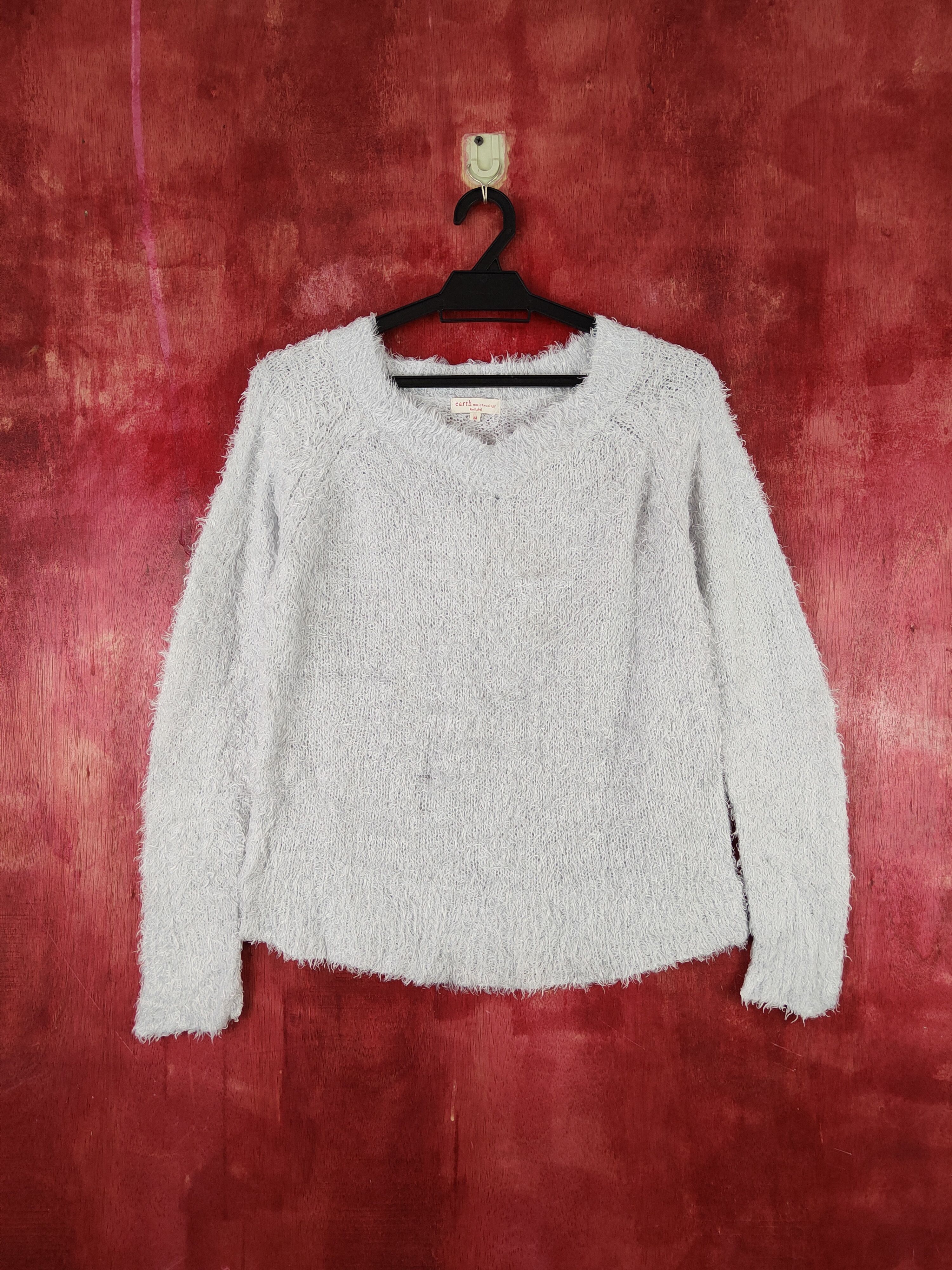 Japanese Brand × Vintage Earth Music & Ecology Light Blue Fur Mohair Knitwear #S1909 Size M / US 6-8 / IT 42-44 - 1 Thumbnail