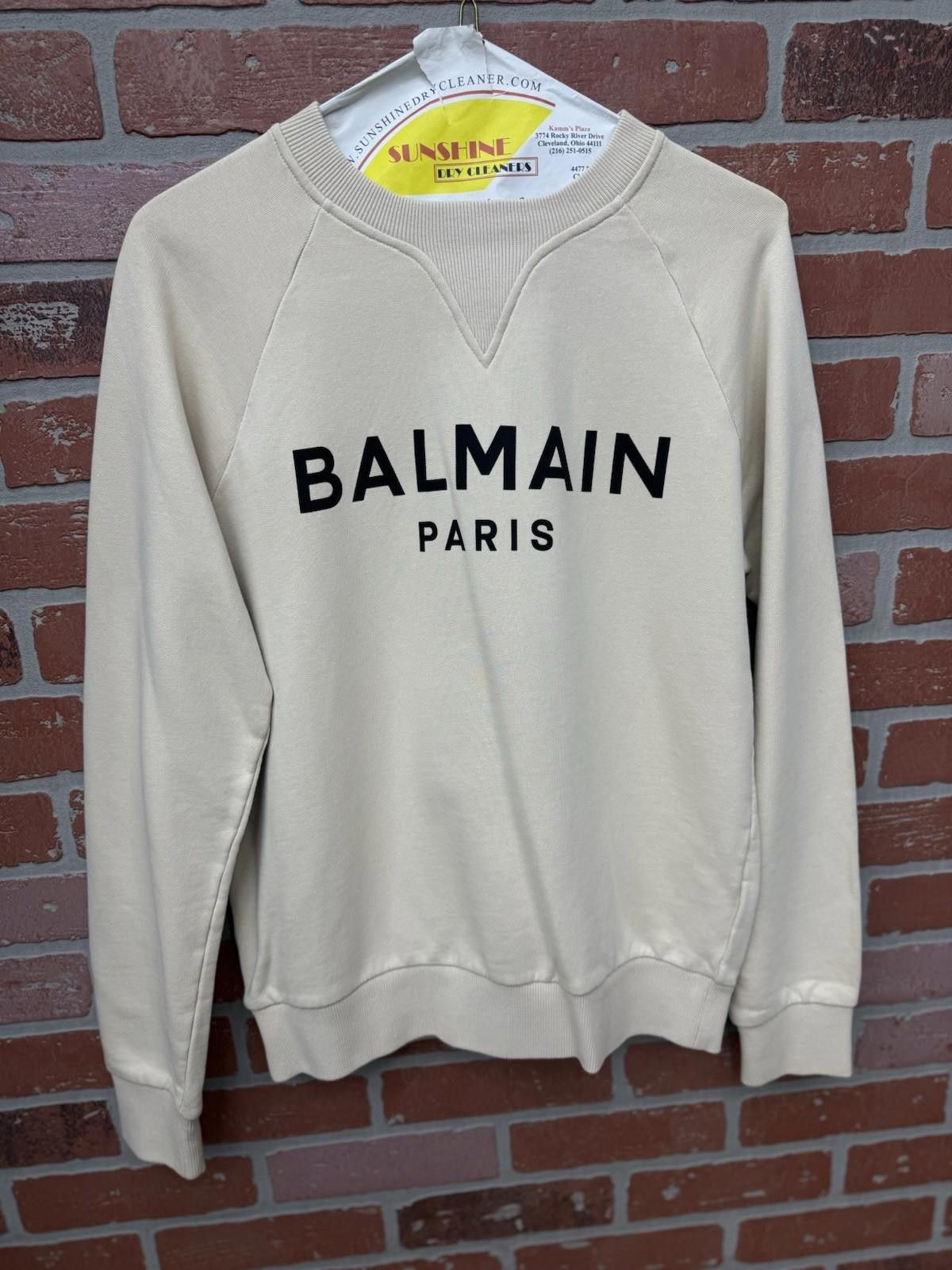 Balmain Balmain Beige Printed Logo Sweatshirt Size Small $750 Retail Size S / US 4 / IT 40 - 2 Thumbnail