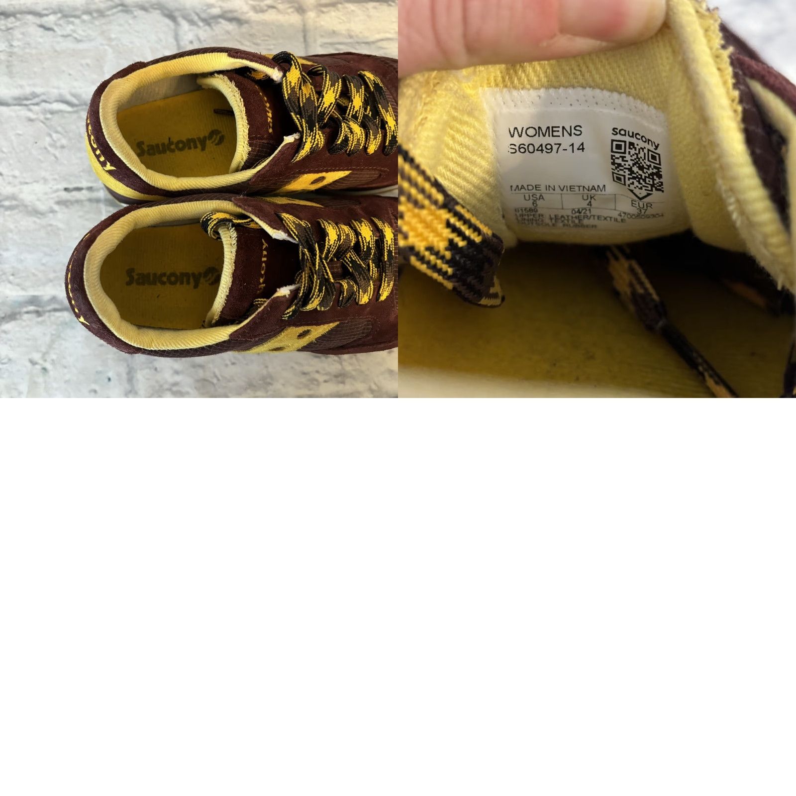 Saucony Saucony Jazz Original Womens Size 6 Dark Red Burgundy / Yellow Retro Low Top Sneaker Size M / US 6-8 / IT 42-44 - 9 Thumbnail