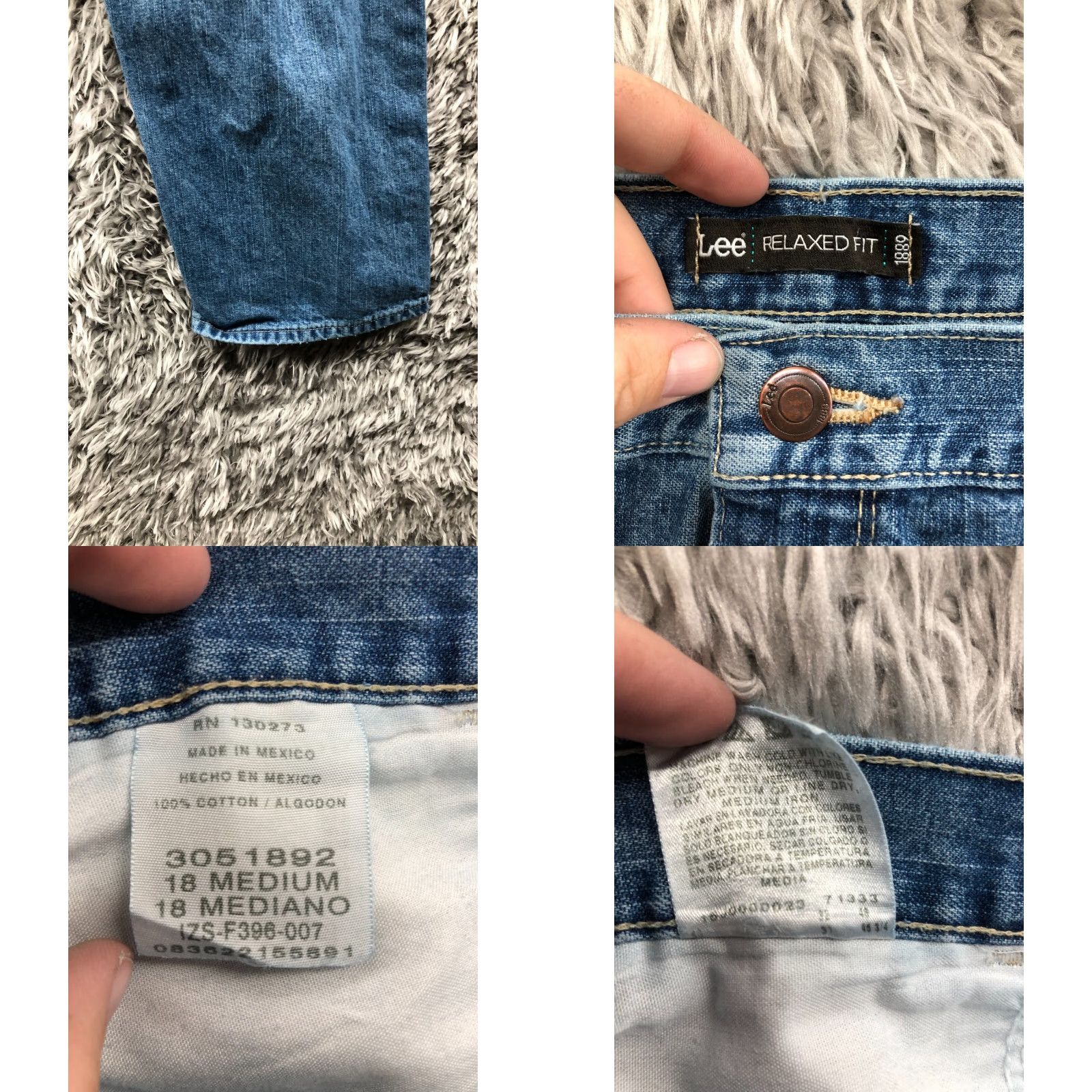 Lee Lee Jeans Plus Size 18 Womens Relaxed Fit High Rise Blue Denim 29in Inseam Straight 5-Pocket Comfort Pocket Zipper Button Medium Wash Size 40" / US 18 - 8 Thumbnail