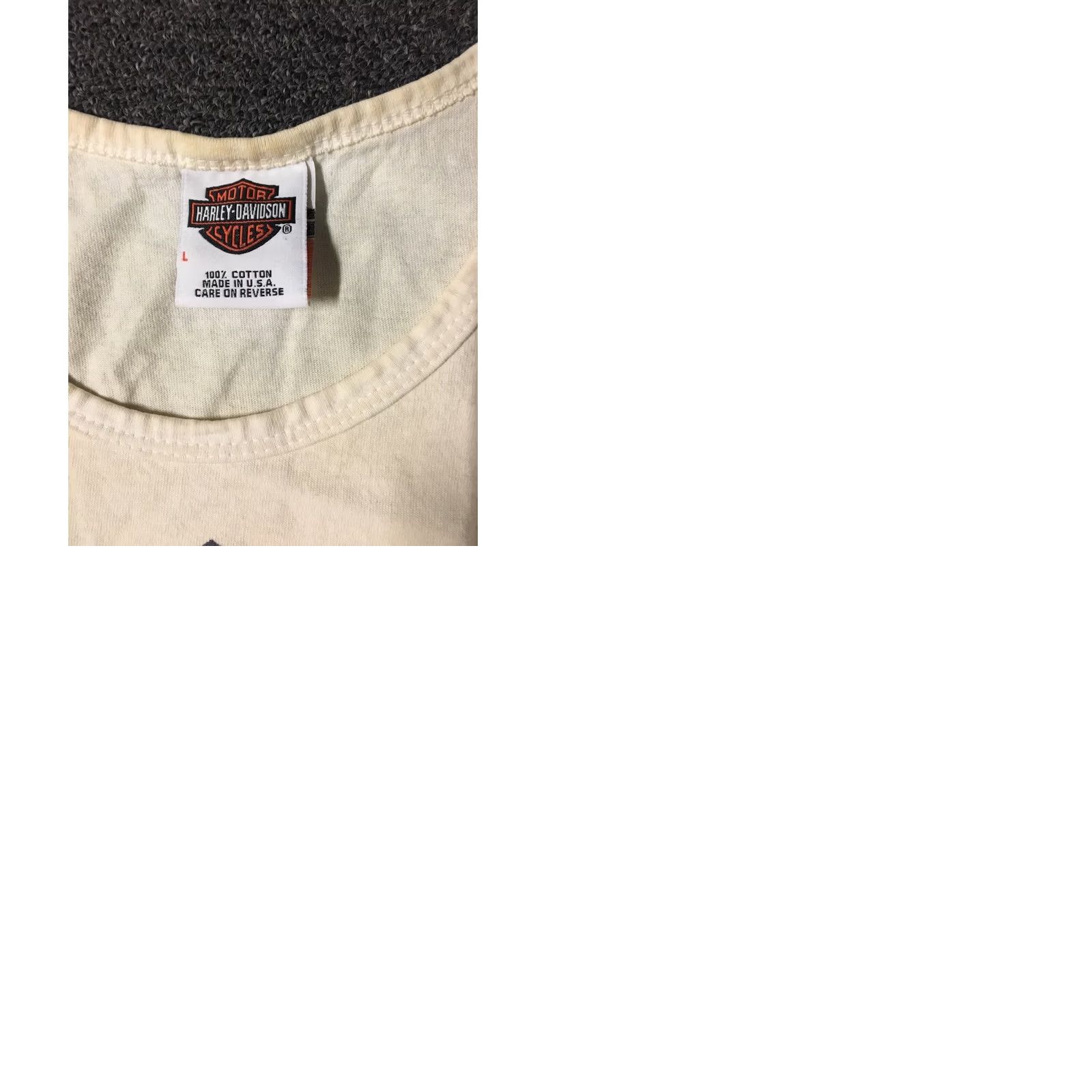 Harley Davidson VINTAGE Harley-Davidson Tank Top Shirt Large White 90s Grunge USA Mens Shirt Tan? Size US L / EU 52-54 / 3 - 9 Thumbnail