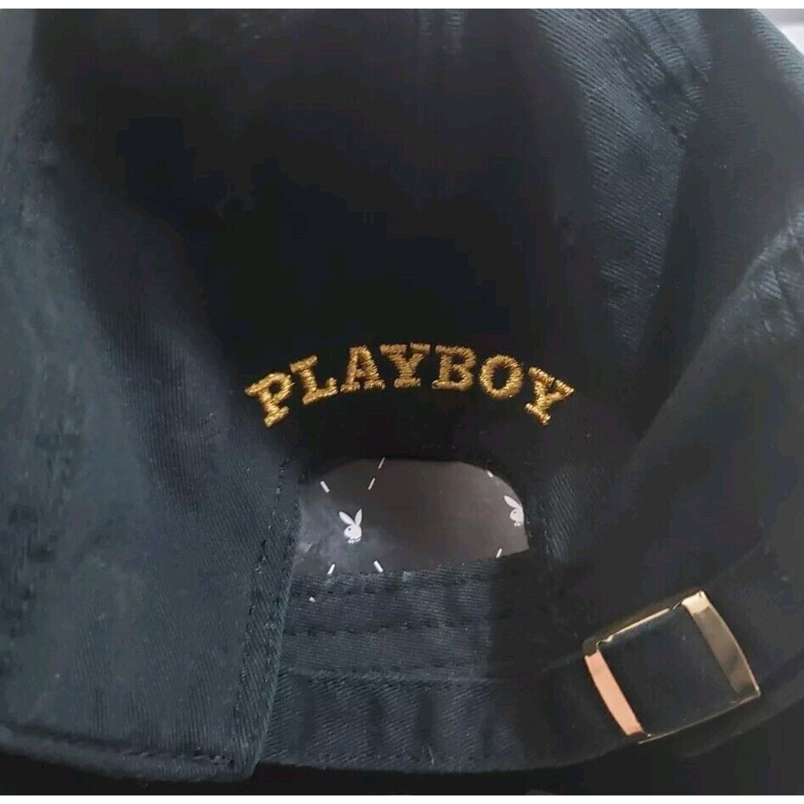 Lids Playboy Hat Cap Dad Hat Strapback Gold Logo Black Bunny Lids Size ONE SIZE - 3 Thumbnail