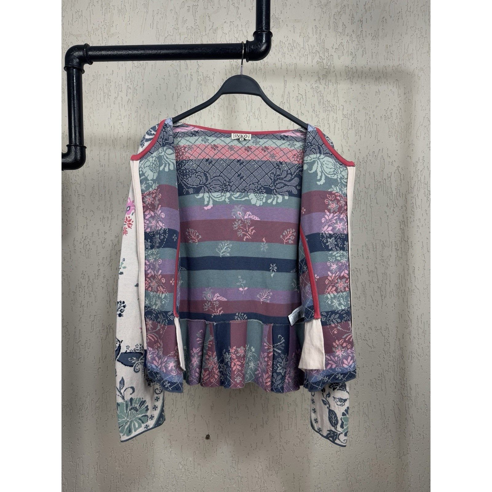 Other IVKO Beige Floral Cotton Long Sleeve Zip Up Top Jacket Blous Size M / US 6-8 / IT 42-44 - 6 Thumbnail