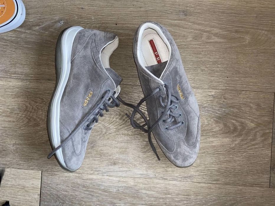 Prada grey hotsell suede sneakers