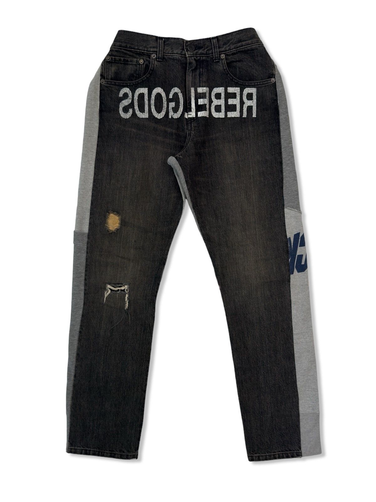 Jun Takahashi Undercover AW02 REBELGODS Hybrid Denim Sweatpants Size US 32 / EU 48 - 1 Thumbnail
