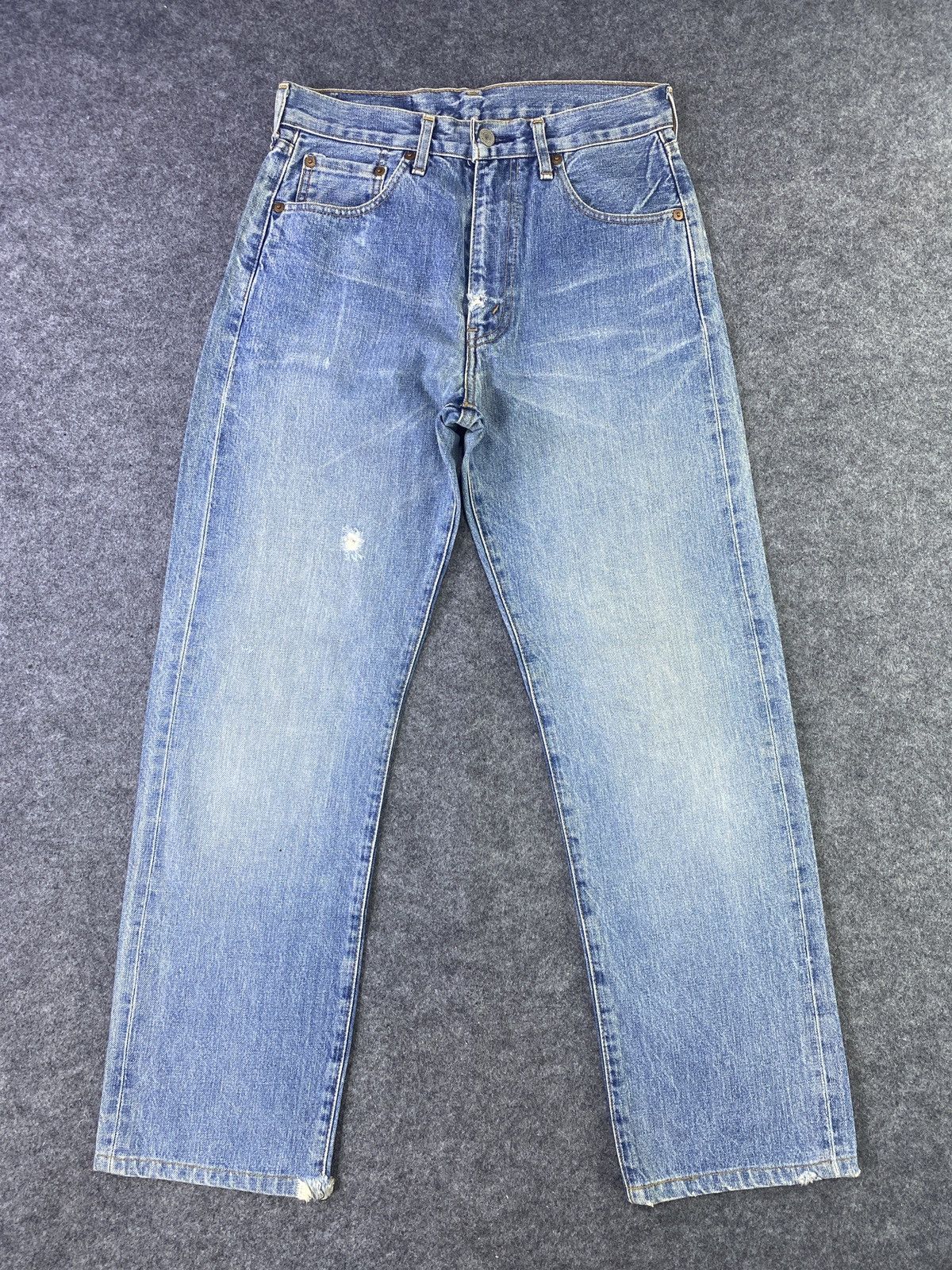 Vintage Levis 502 Redline Jeans Distress Blue Wash - J915