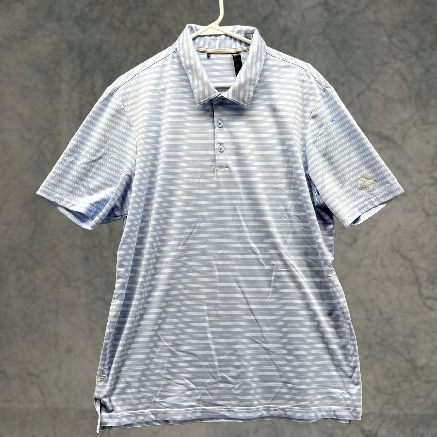 Adidas Adidas Polo Shirt Men Large Blue White Striped Casual Preppy Polyester Golf Polo Shirt Size US L / EU 52-54 / 3 - 1 Thumbnail