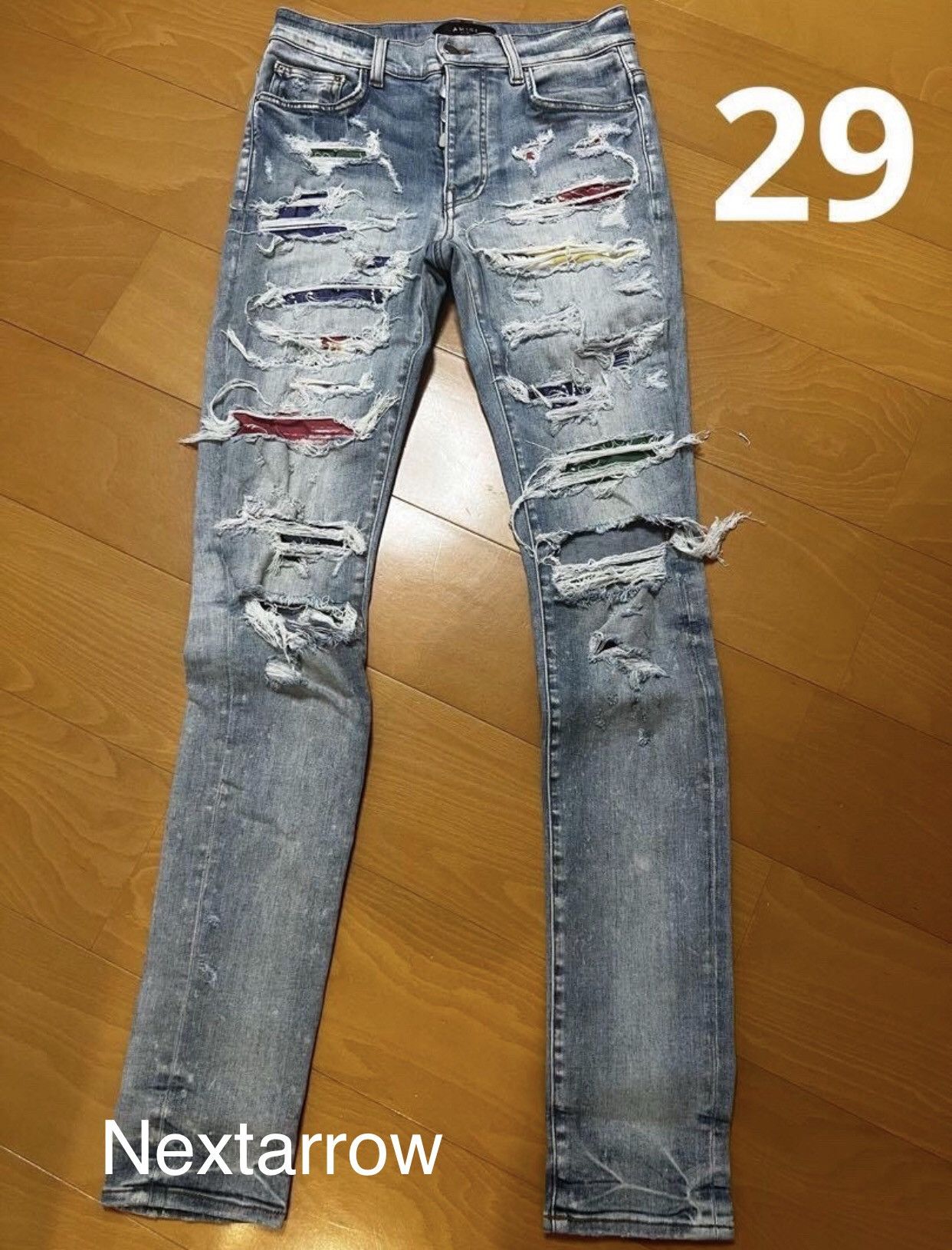 Amiri Amiri genuine rainbow multi-element splicing jeans 2412- Size US 29 - 1 Thumbnail