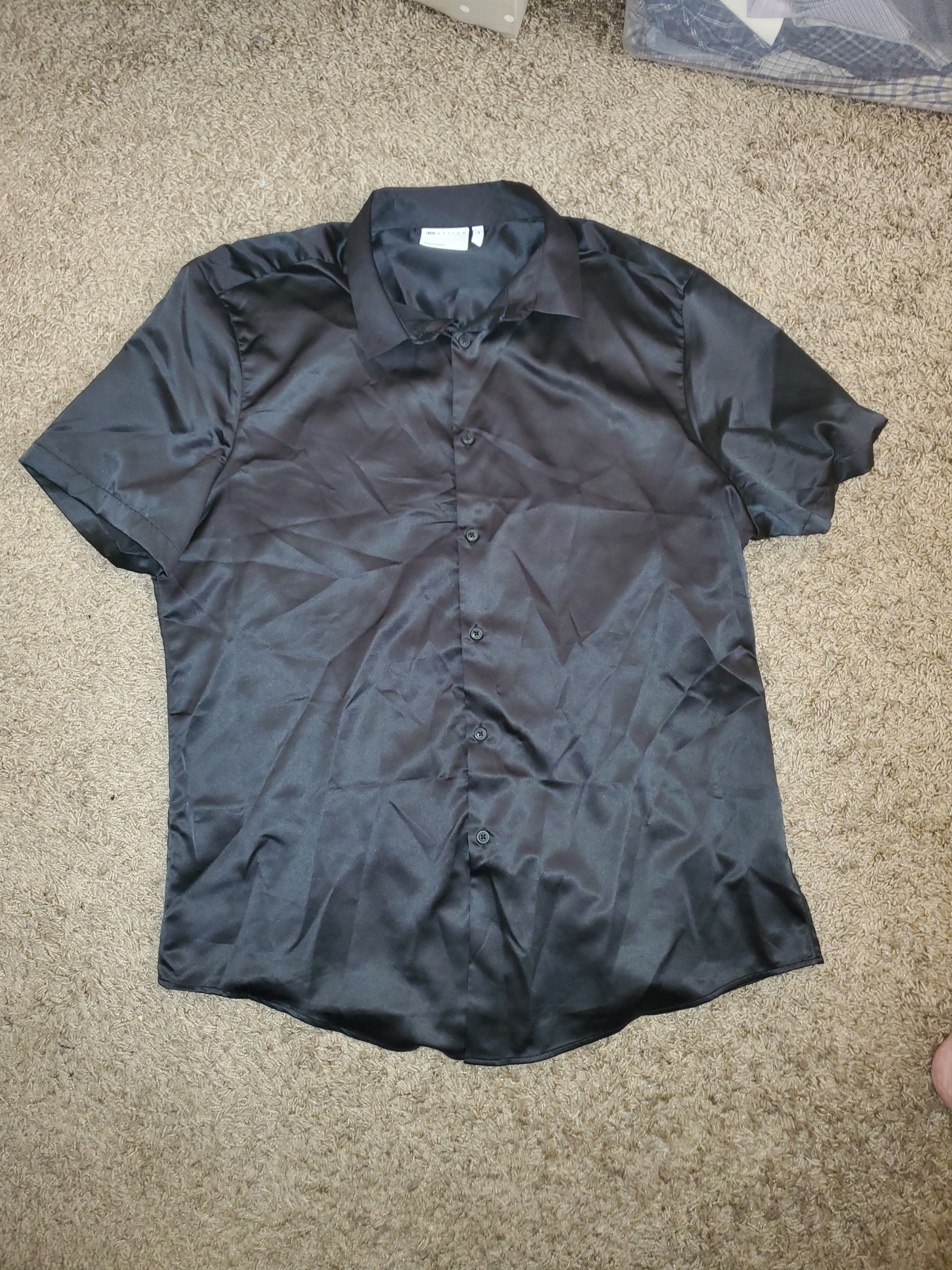 Asos Men's black skinny satin like button down (2XL) Size US XXL / EU 58 / 5 - 1 Thumbnail