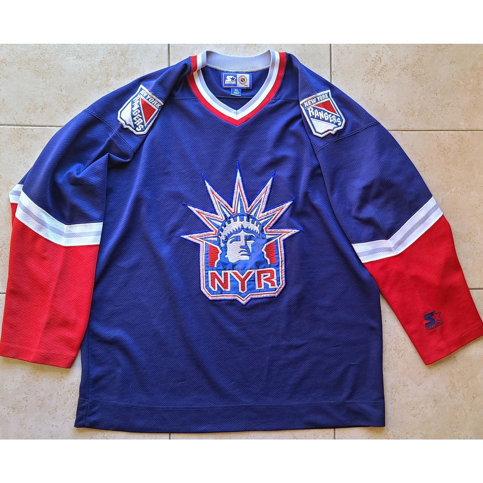 NHL × Starter New York Rangers 90s STARTER jersey Liberty XL hockey vtg Size US XL / EU 56 / 4 - 1 Thumbnail