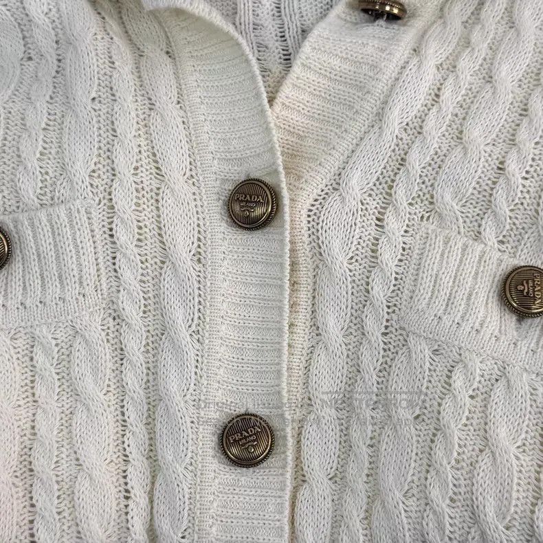 Prada Prada Beige vertical striped hemp medium and long cardigan Size XS / US 0-2 / IT 36-38 - 8 Thumbnail