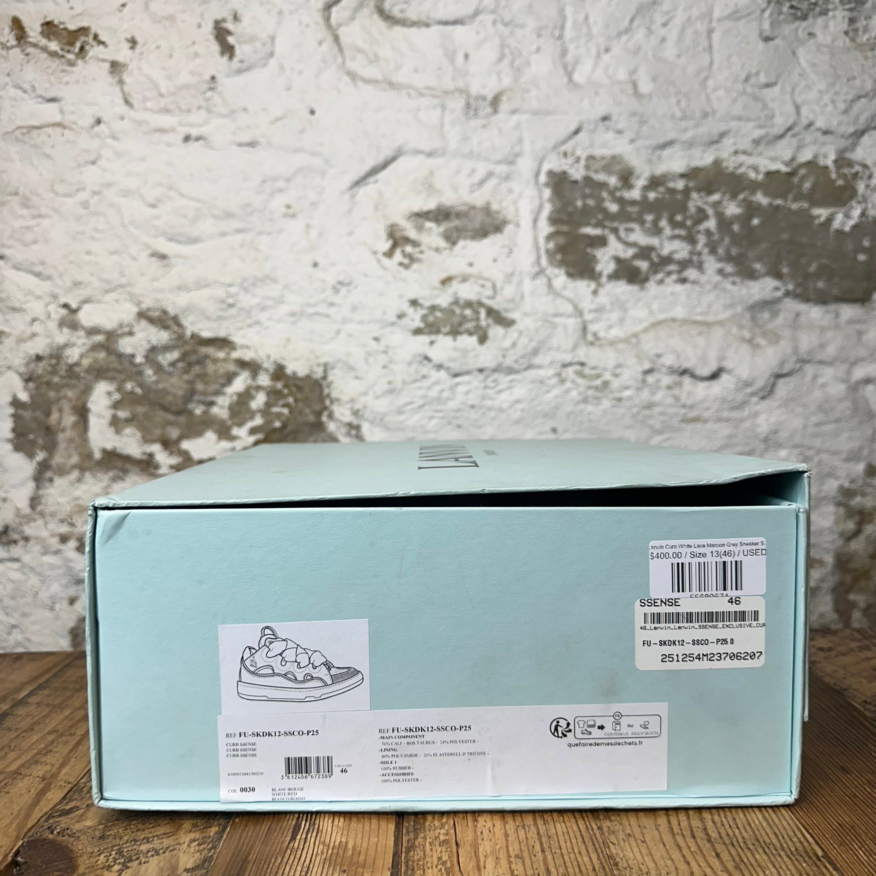 Lanvin Lanvin Curb White Lace Maroon Grey Sneaker Sz 13 (46) Size US 13 / EU 46 - 8 Thumbnail