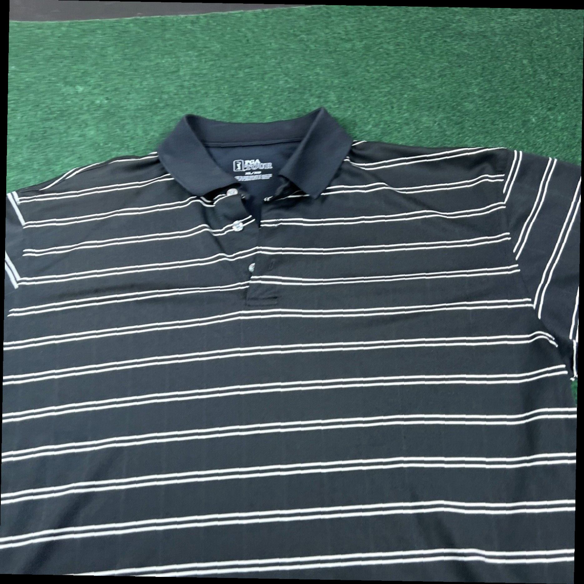 PGA Tour PGA Tour men's golf polo shirt Size XL White Black Stripes Size US XL / EU 56 / 4 - 2 Thumbnail