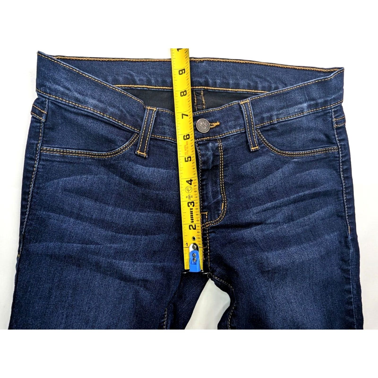 Vintage Flying Monkey Jeans Skinny Jeans Denim 7 27x29 Dark Wash Blue Juniors Womens Regular Stretch Low Rise Skinny Jeans Size 28" / US 6 / IT 42 - 4 Thumbnail