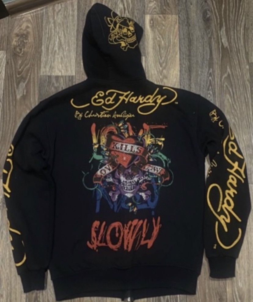 Christian Audigier Ed Hardy Full Zip Hoodie Slowly Ed Hardy Zip Up Hoodie Size US L / EU 52-54 / 3 - 2 Thumbnail