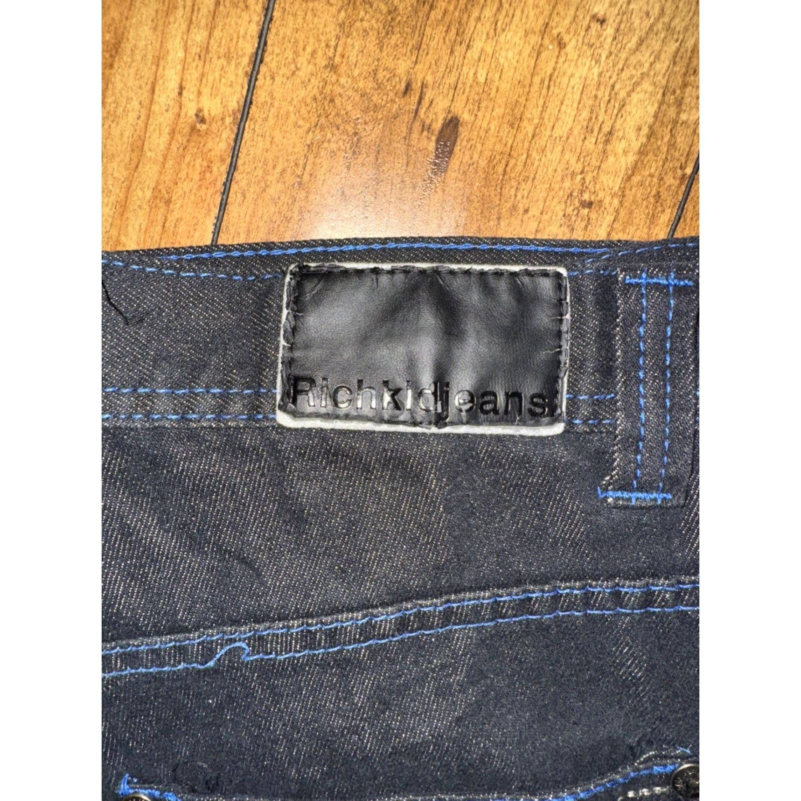Vintage Designer Rich Kid Jeans Jeans 36x32 Dark Wash Distressed Y2K Skater Mens Regular 36 Blue Straight - Denim - Size US 36 / EU 52 - 3 Thumbnail