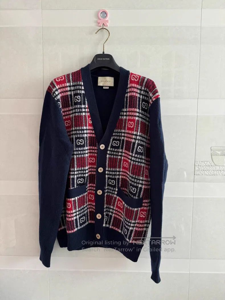 Gucci Gucci Plaid colour-blocked wool cardigan coat Size L / US 10 / IT 46 - 1 Thumbnail