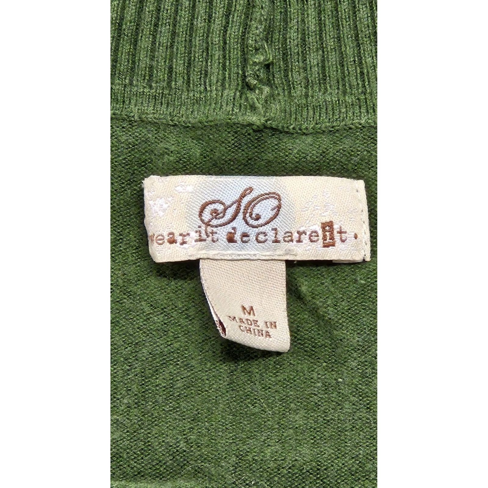 Vintage SO Minimalist Forest Green Women’s Sweater M V-Neck Pullover Knit Shirt Womens Size M / US 6-8 / IT 42-44 - 3 Thumbnail