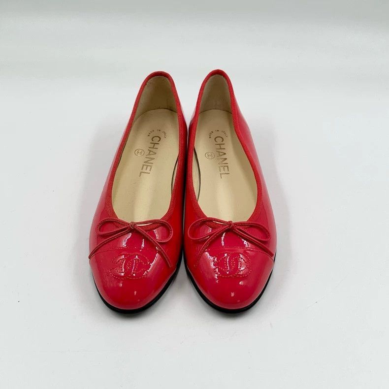 Chanel Chanel Red Patent Ballerina Flats with Bow -2505 Size US 6 / IT 36 - 3 Thumbnail