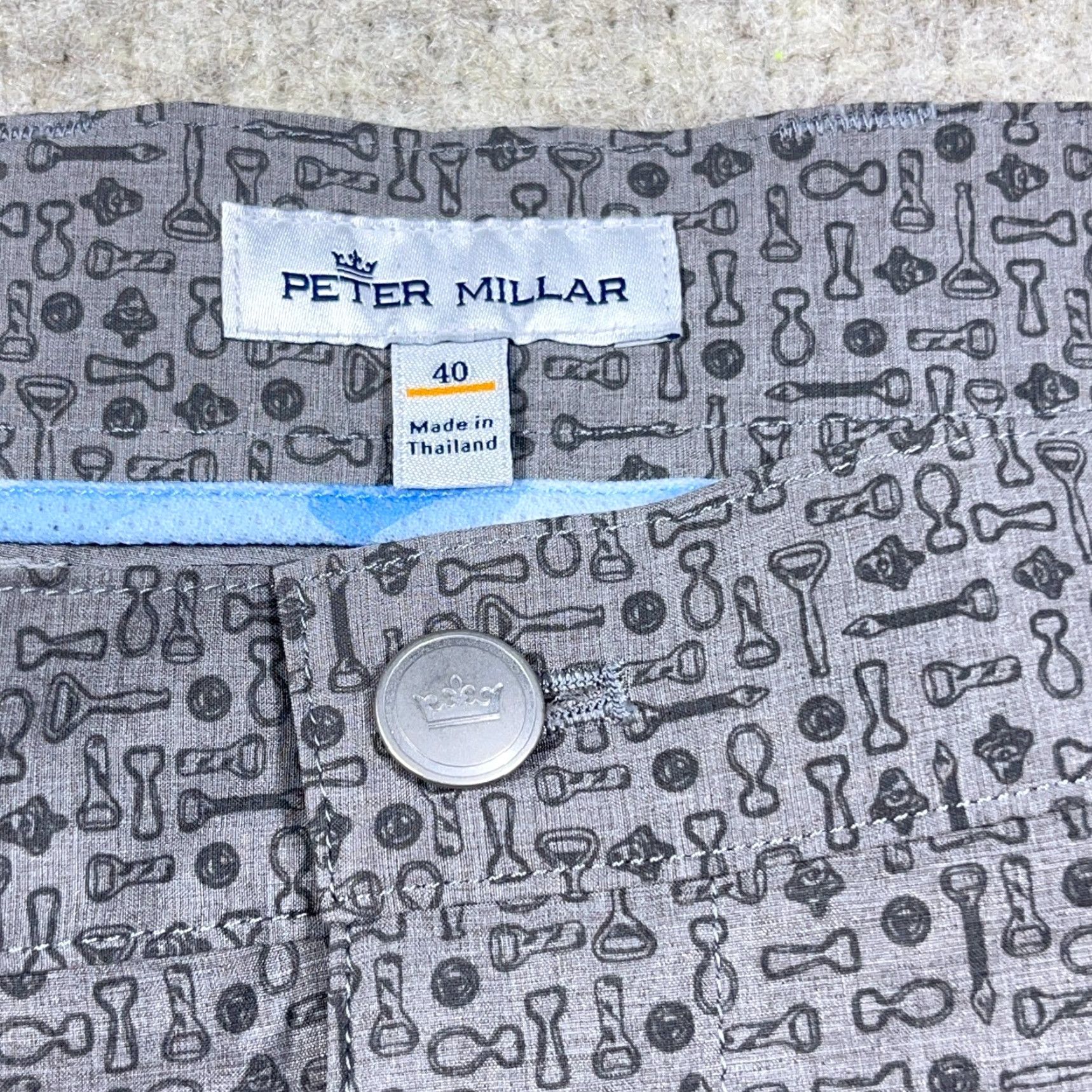 Peter Millar Peter Millar Golf Shorts Men 40 Gray Chino Performance Wicking All Over Print Shirt? Size US 40 / EU 56 - 3 Thumbnail