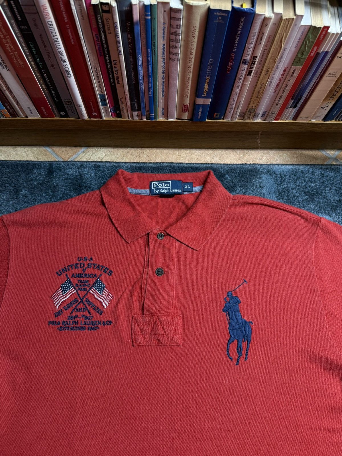 Polo Ralph Lauren Vintage Polo By Ralph Lauren USA Big Logo Polo Tee Size US XL / EU 56 / 4 - 3 Thumbnail
