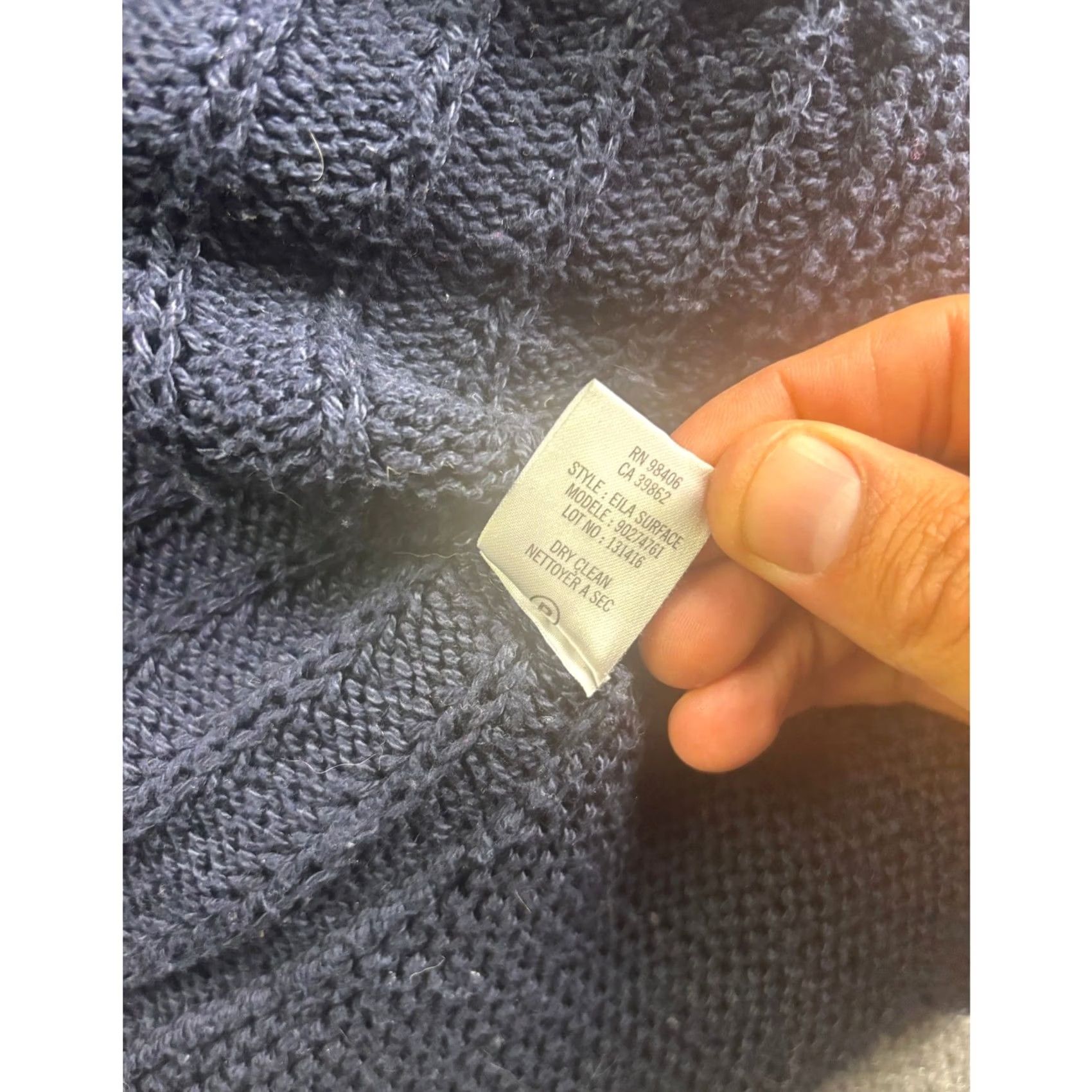 Theory Theory Eila Surface Cardigan Womens Medium Navy Blue Cotton Knit Ribbed Shawl Sweater Size M / US 6-8 / IT 42-44 - 6 Thumbnail