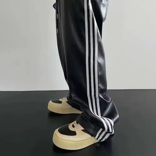 VIBE Y2k Black Track Leather Pants Size US 30 / EU 46 - 4 Thumbnail