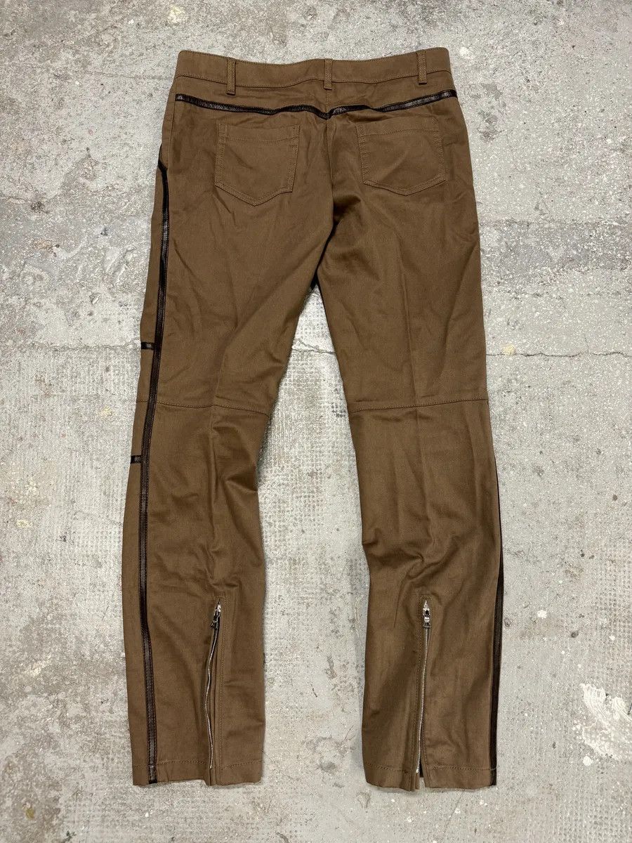 Prada 2000s Prada Hybrid Brown Leather Structured Lines Zip Pants Size US 30 / EU 46 - 2 Thumbnail
