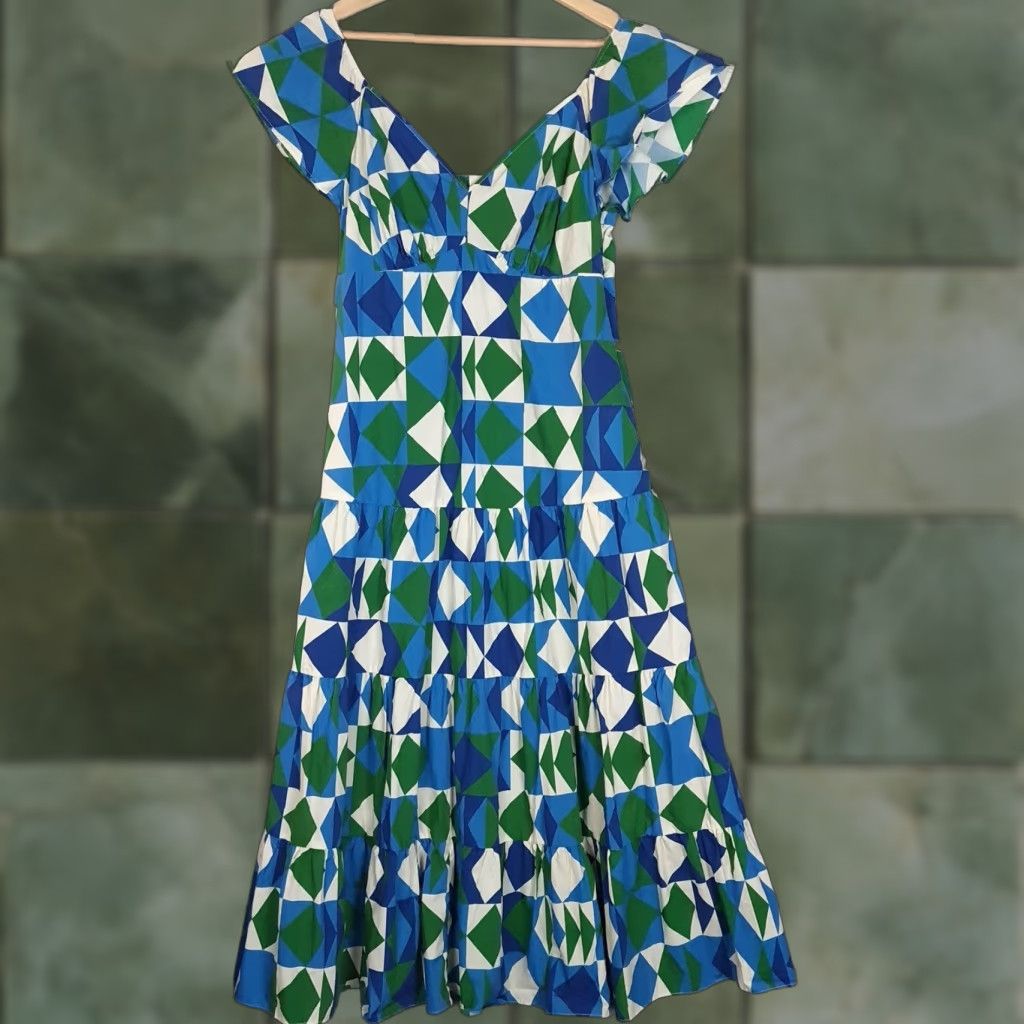 Farm Rio VINTAGE Farm Rio Anthropologie Dress Womens Small Geometric ...