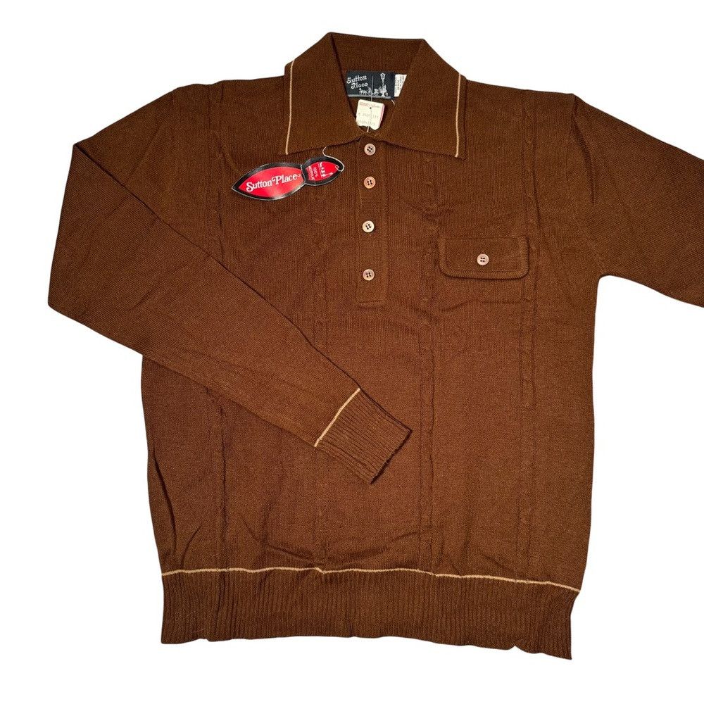 Other NWT New Vintage Sutton Place Brown Polo Sweater Size L Size US L / EU 52-54 / 3 - 2 Thumbnail
