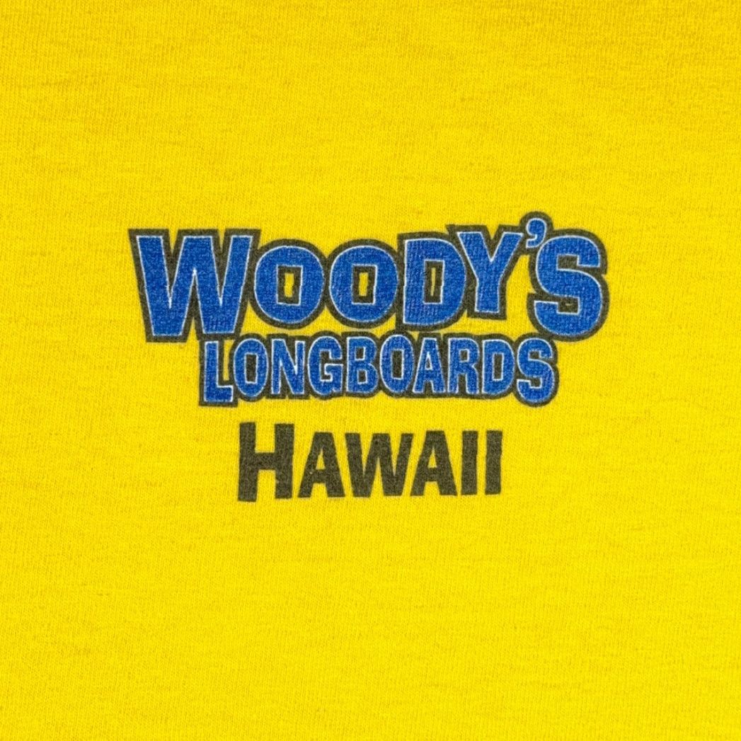 AAA VINTAGE Woodys Longboards Shirt Adult LARGE Yellow Hawaii Surfing Hula Girl Funny Y2K Size US L / EU 52-54 / 3 - 3 Thumbnail