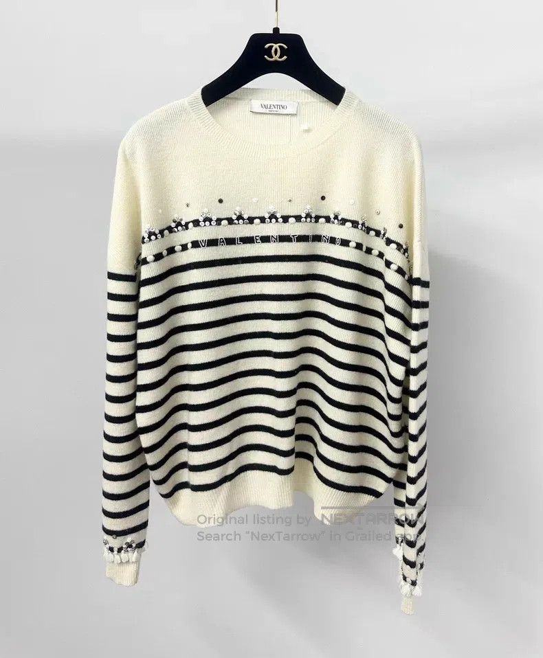 Valentino Valentino Beaded monogram striped knit Size S / US 4 / IT 40 - 1 Thumbnail