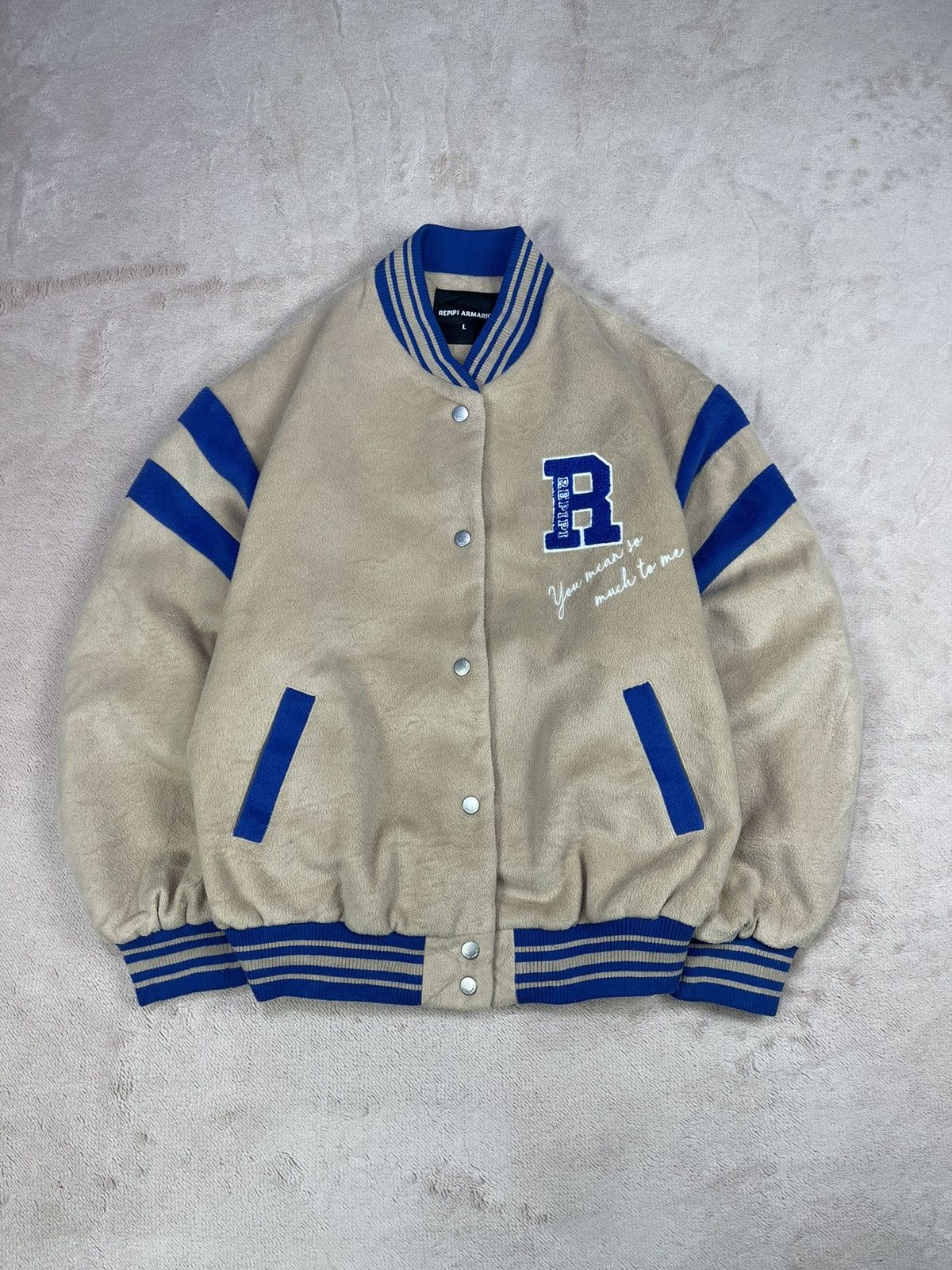 Japanese Brand JPN🇯🇵 REPIPI ARMARIO STRIPED VARSITY JACKET Size US L / EU 52-54 / 3 - 1 Thumbnail
