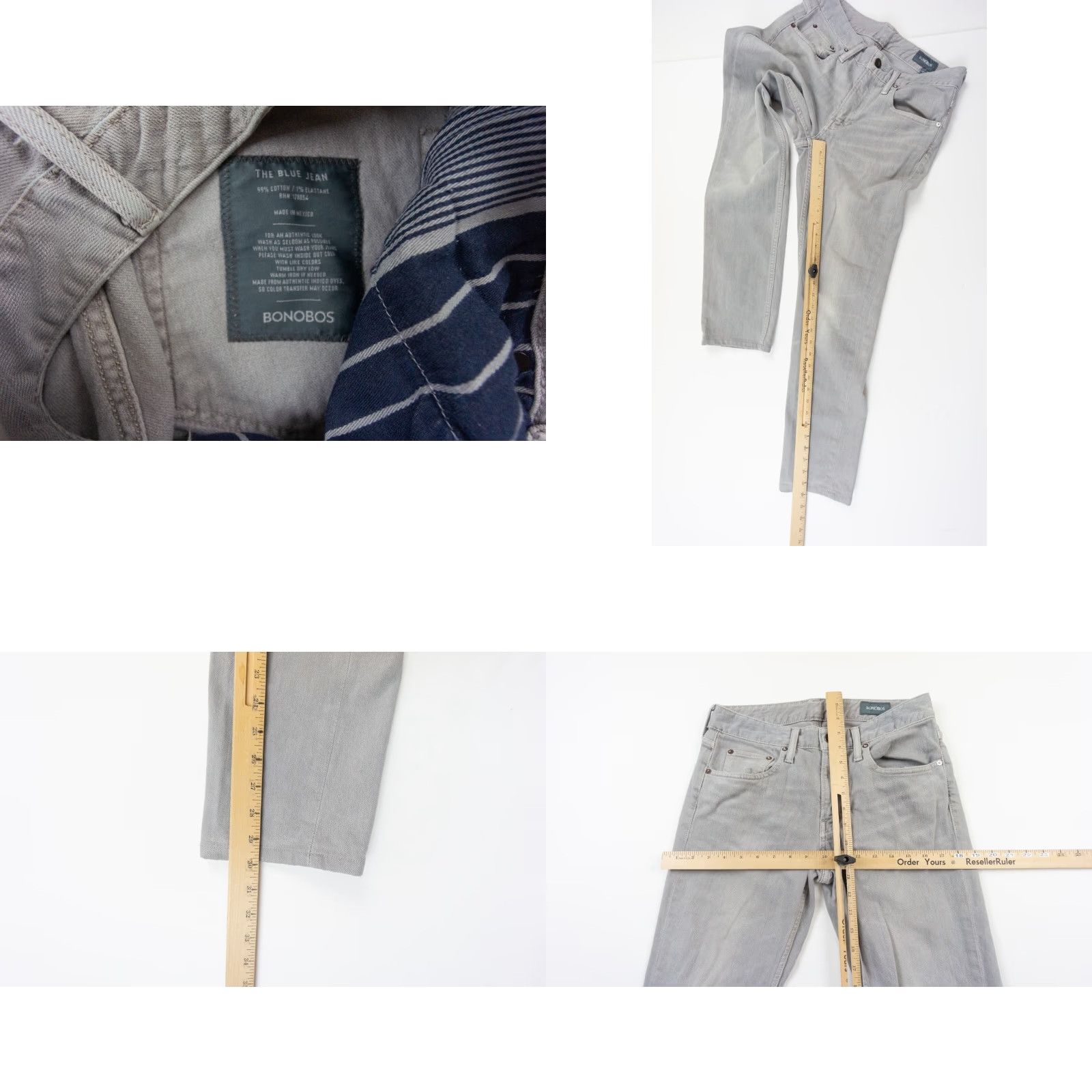 Bonobos Bonobos Jeans Men's 30x30 Gray Denim Slim Fit Casual Pants Stretch Regular Size US 30 / EU 46 - 8 Thumbnail