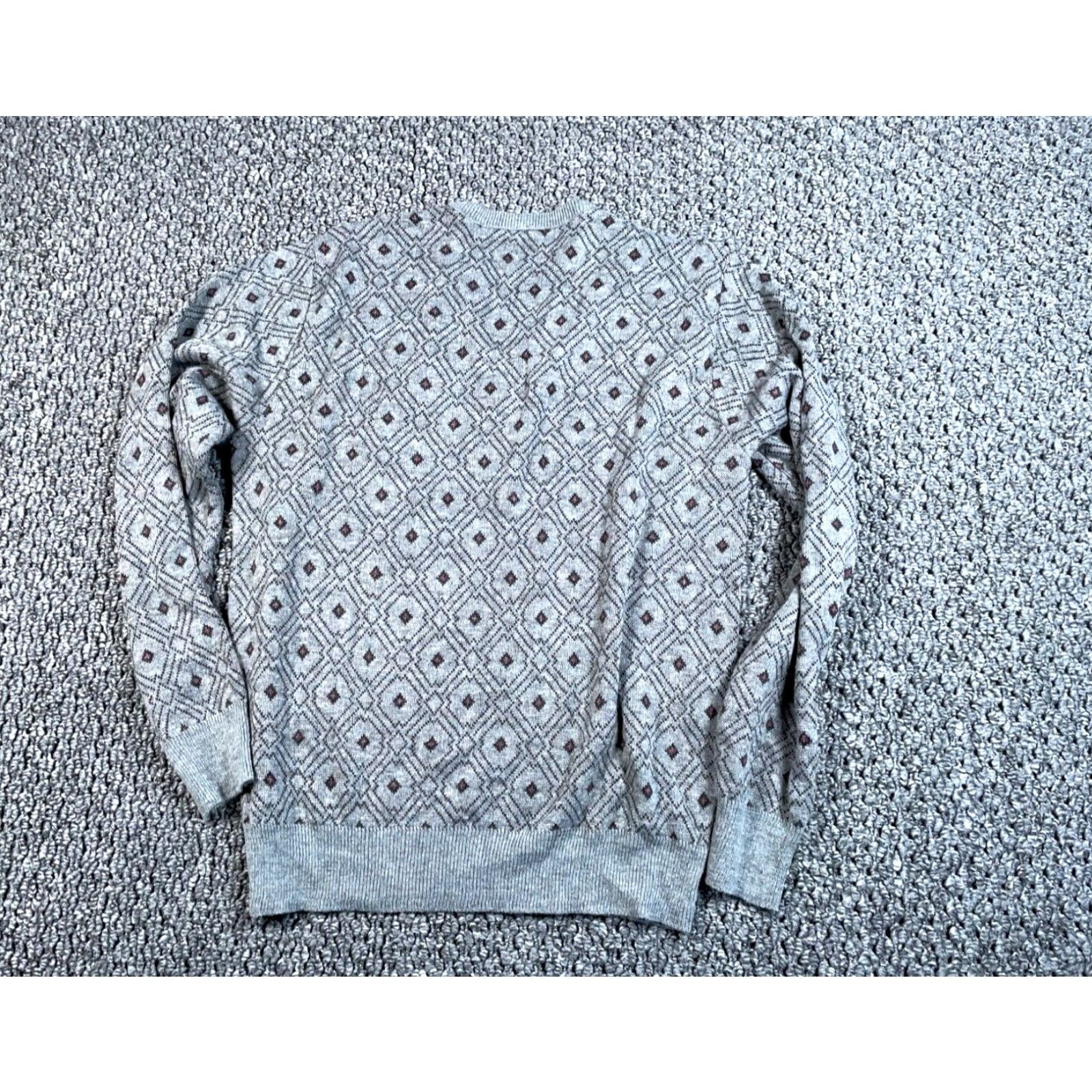 Vintage VINTAGE Robert Bruce Geometric Knit Sweater Adult Large Gray Lightweight V-Neck 80s Mens Size US L / EU 52-54 / 3 - 2 Thumbnail