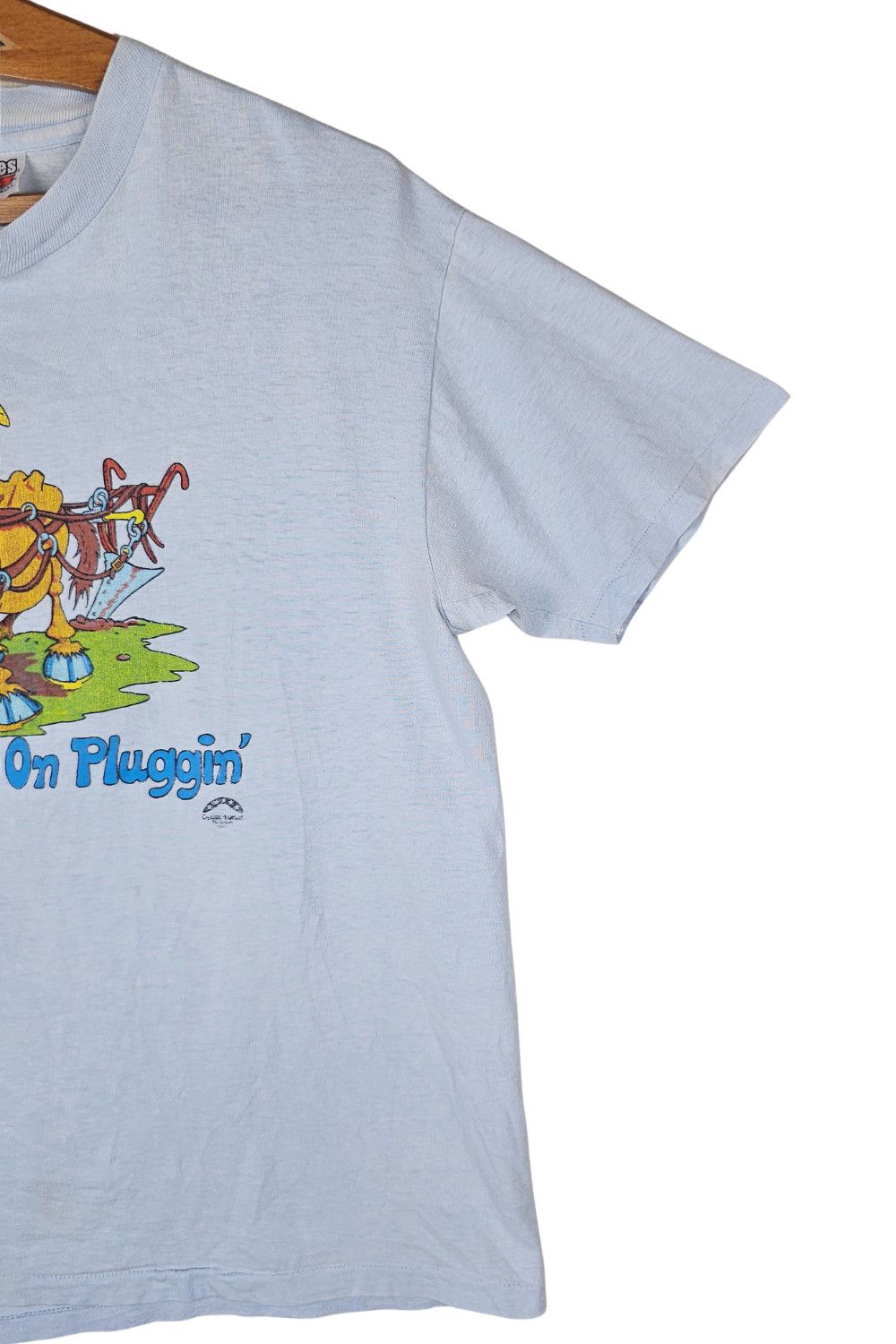 Hanes 1985 Hanes Beefy-T - “I Just Keep On Pluggin’” Size US L / EU 52-54 / 3 - 6 Thumbnail