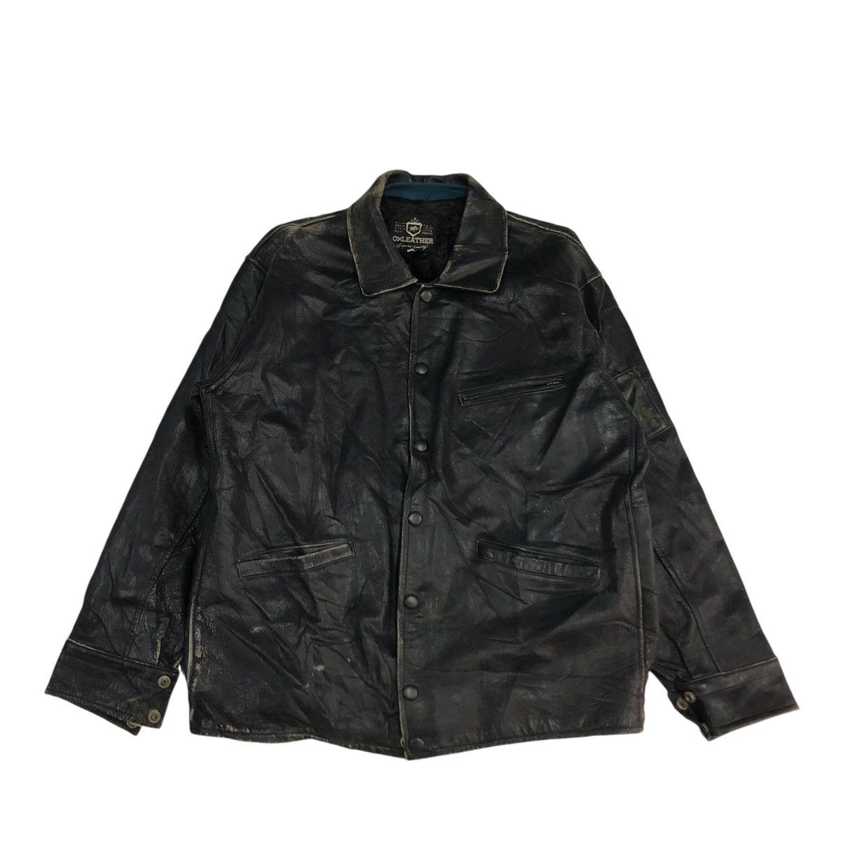 Japanese Brand 🔥VINTAGE 80’s BIKER LEATHER JACKET OXLEATHER FUR BLANKET Size US M / EU 48-50 / 2 - 1 Thumbnail
