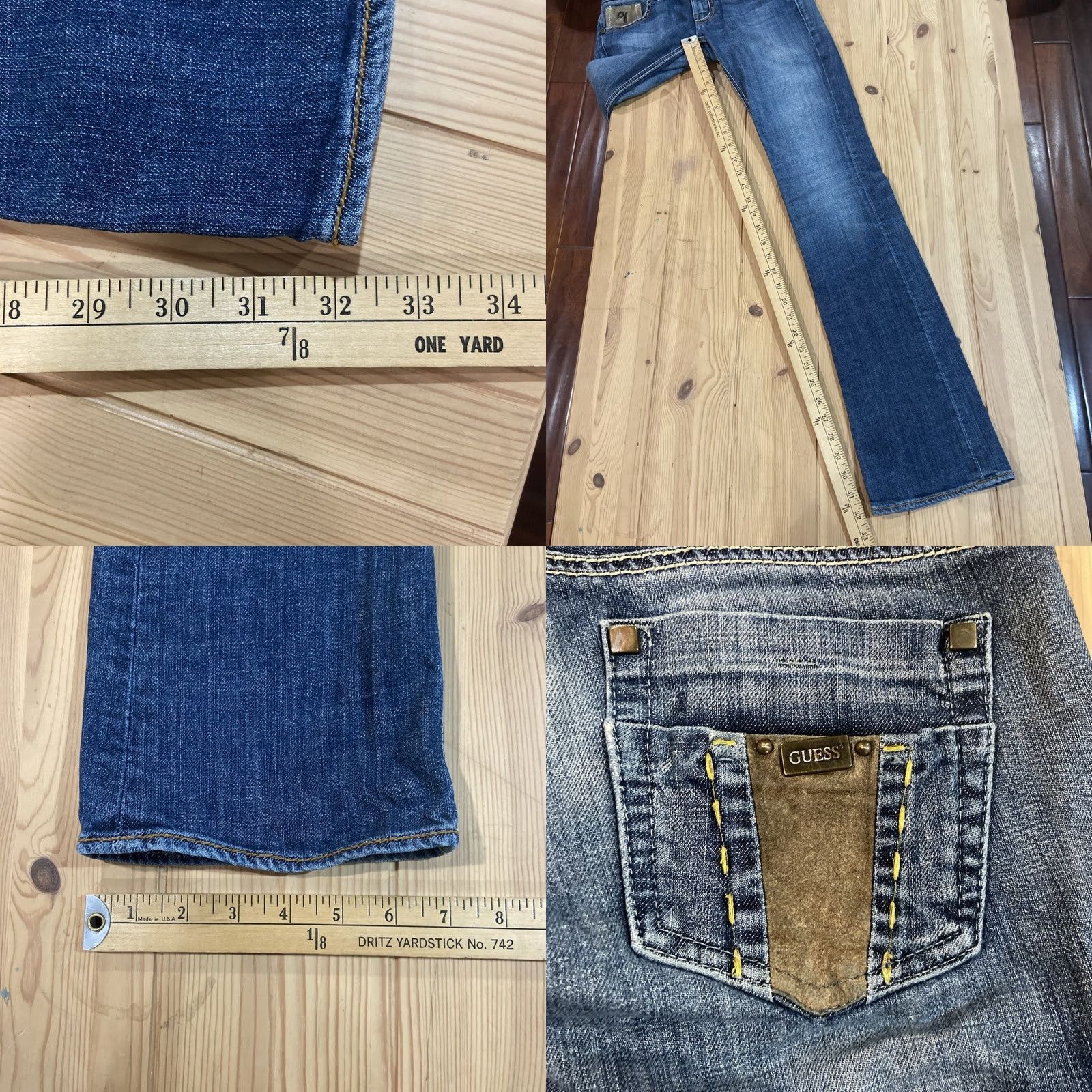 Guess VINTAGE GUESS Jeans Stretch flare Denim pants Y2K fitted womens 24 Size 42" / US 20 - 8 Thumbnail