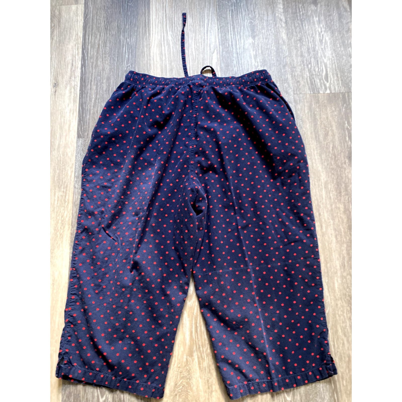 Other Polka Dot Cotton Cozy Bloomer Pant Crop Large Red Navy Capri Size 31" - 5 Thumbnail