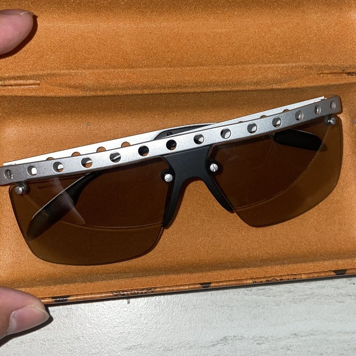 Prada Prada Sunglasses Silver Rough Black Rubber Mirrored Size ONE SIZE - 13 Thumbnail