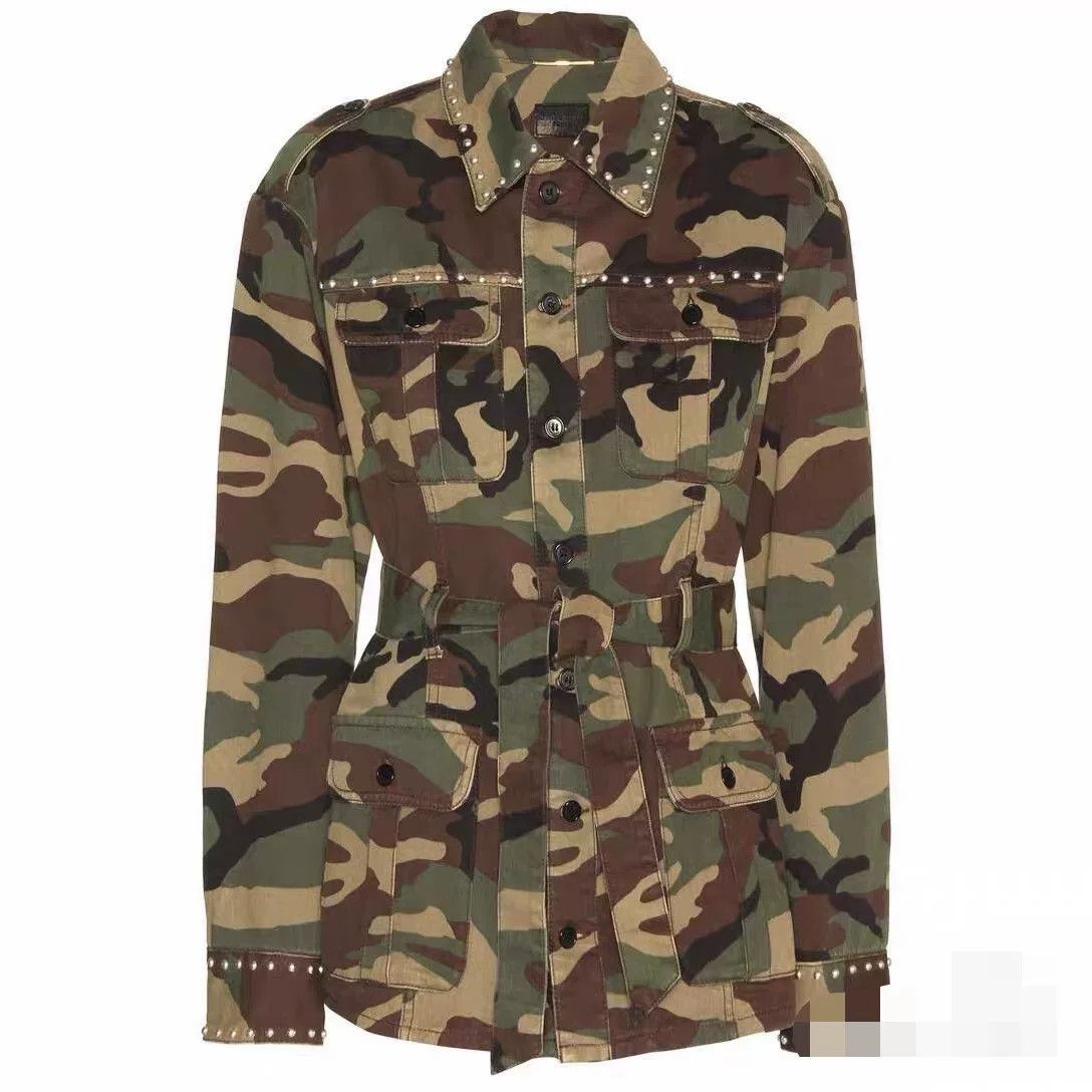 Saint Laurent Paris Saint Laurent Camouflage Studded Jacket Size S / US 4 / IT 40 - 1 Thumbnail