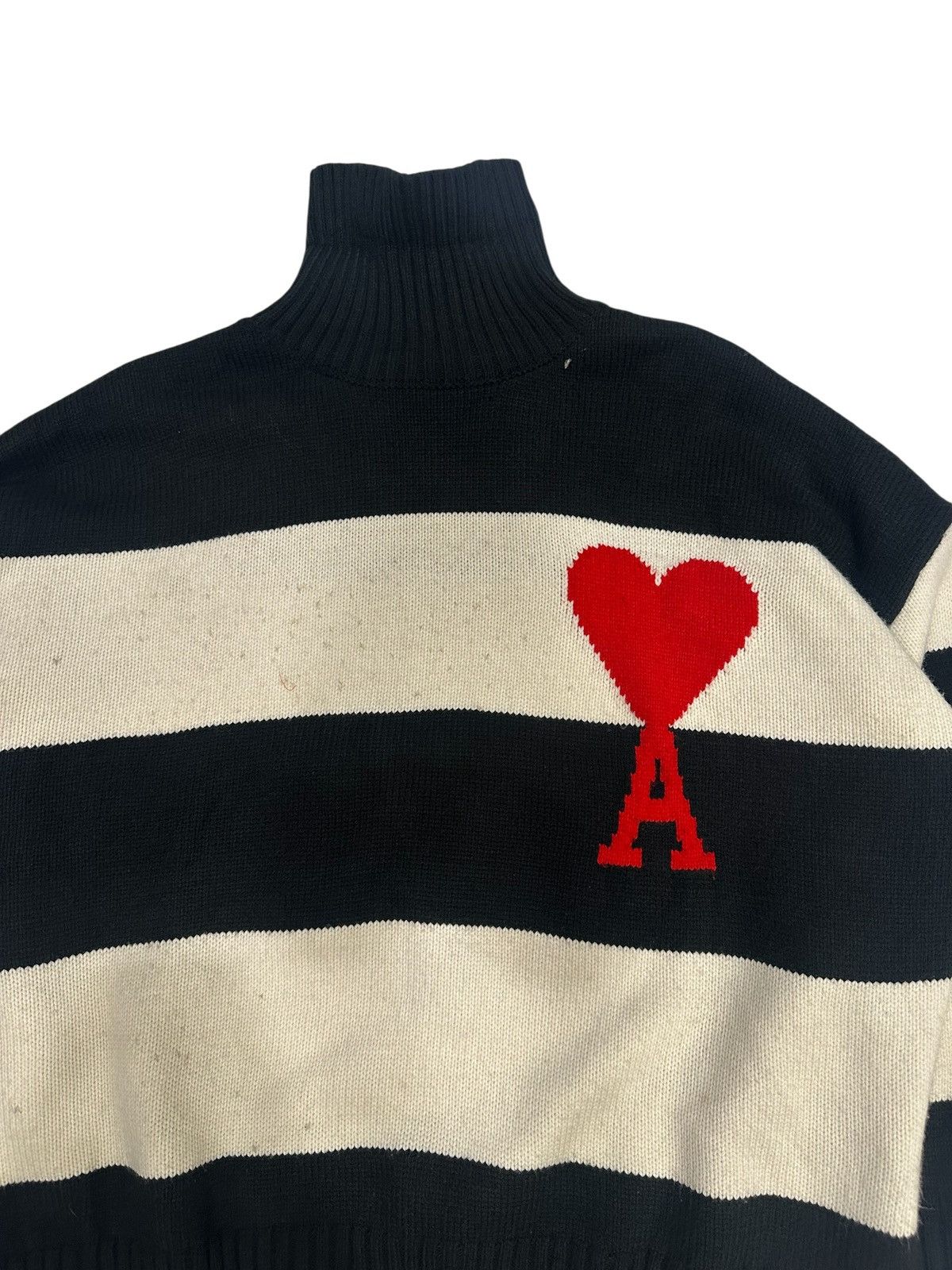 AMI Turtleneck Big Stripped Ami Alexandre Maftiussi Heart Knit Size US L / EU 52-54 / 3 - 4 Thumbnail
