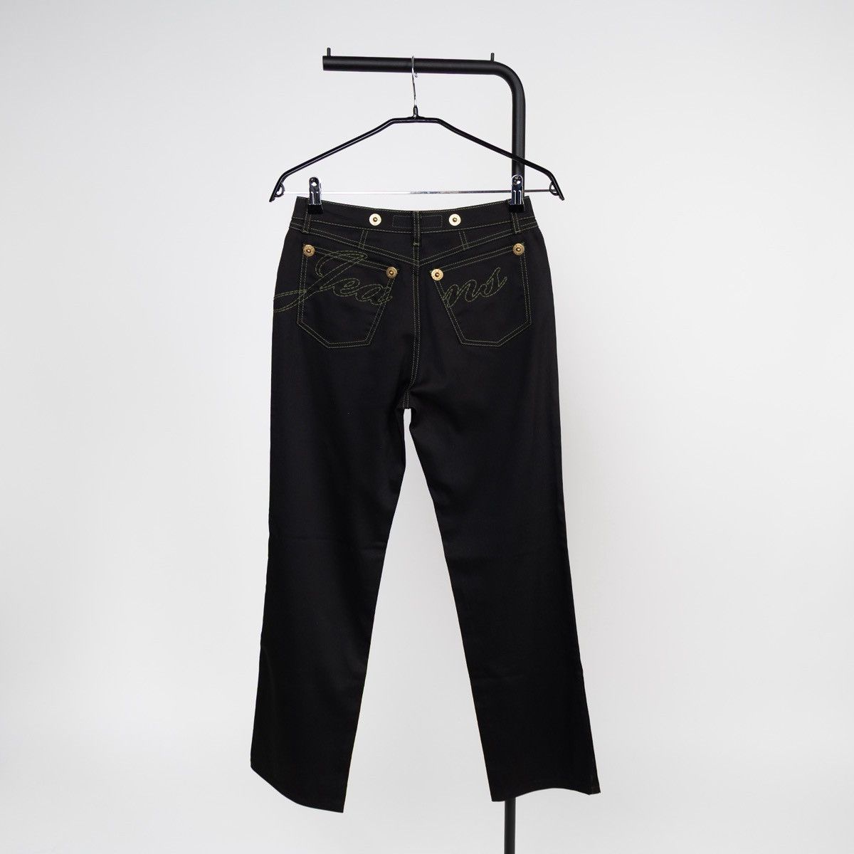 Krizia Krizia Jeans Womens Black Straight Leg Pants Gold Button Size 27" / US 4 / IT 40 - 2 Thumbnail
