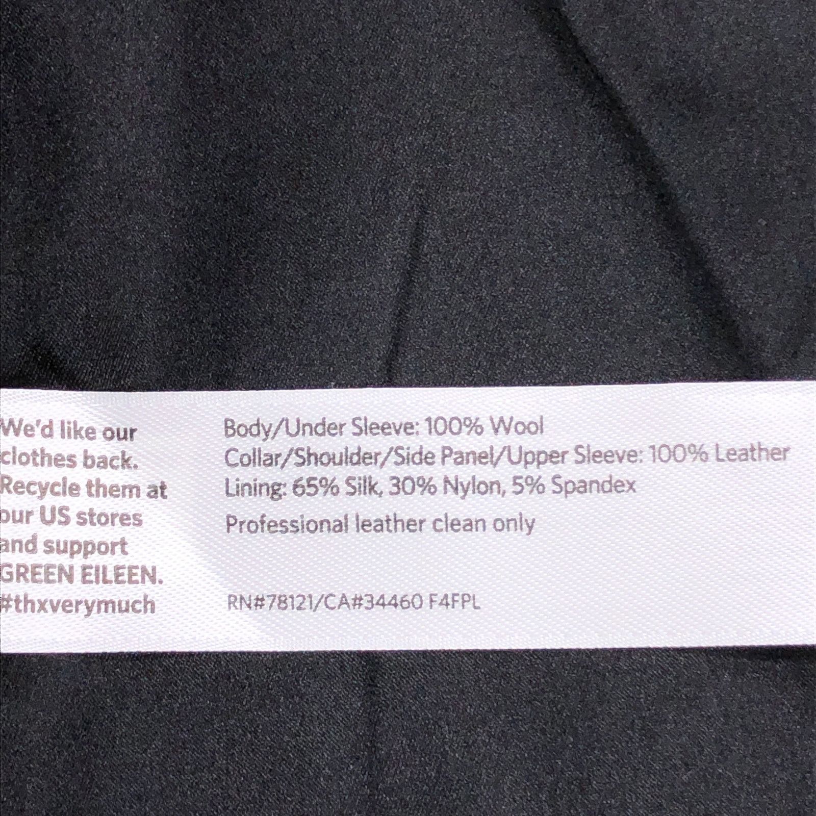 Eileen Fisher Eileen Fisher Size M Jacket Collarless Wool Leather Panel Size M / US 6-8 / IT 42-44 - 13 Thumbnail