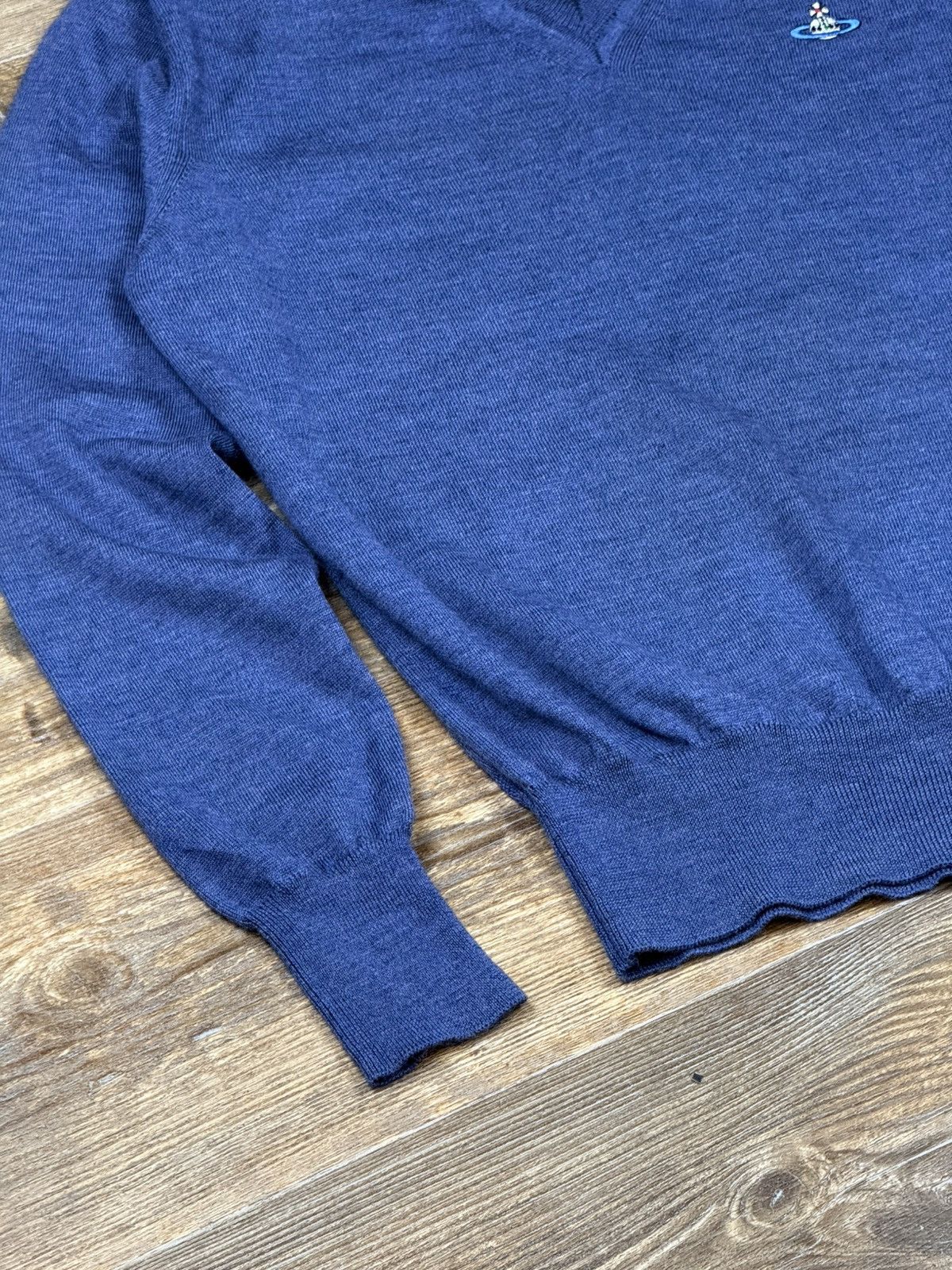 Vivienne Westwood Vivienne Westwood Blue Wool V Neck Sweater Size US S / EU 44-46 / 1 - 5 Thumbnail