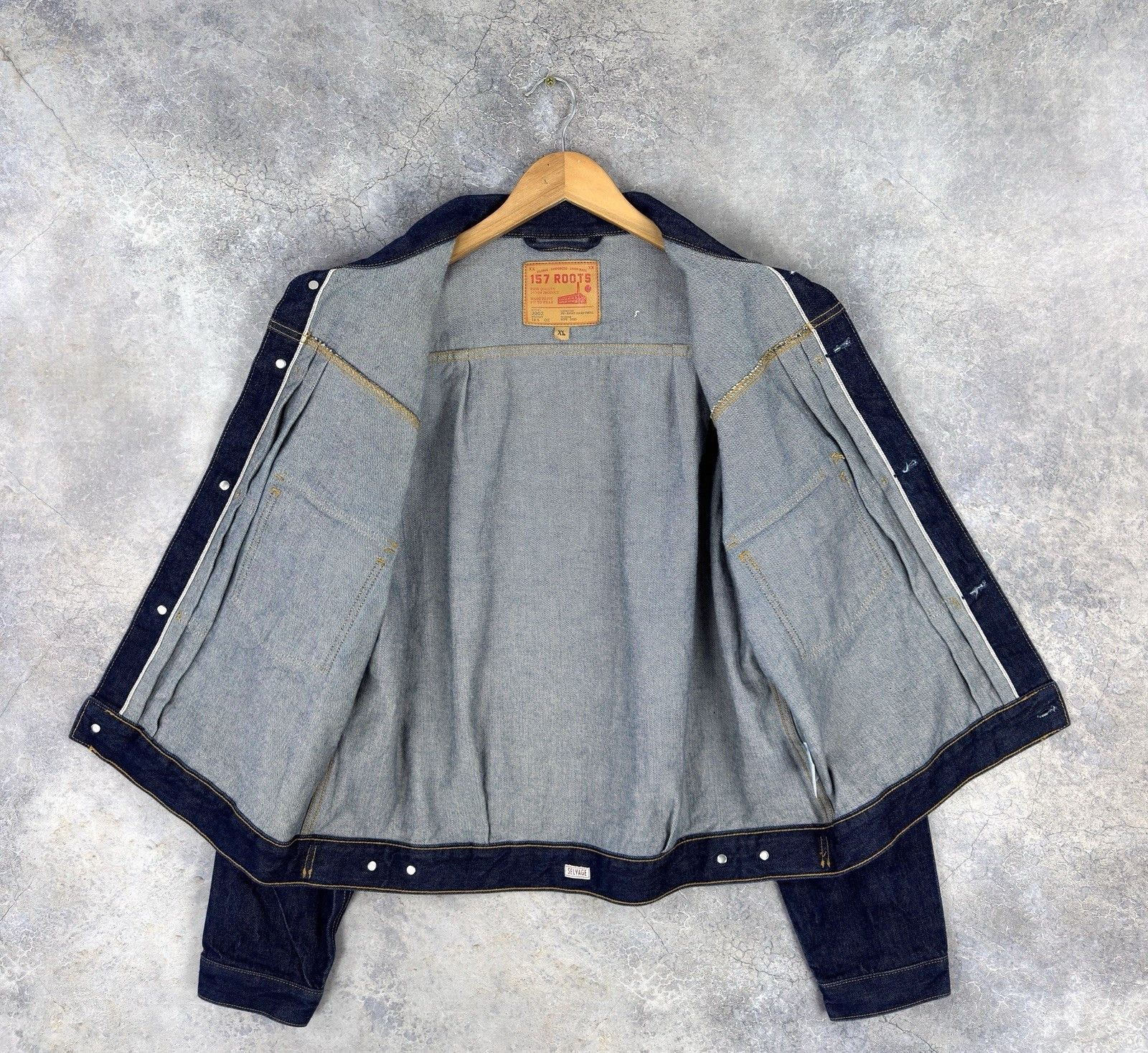 Roots 157 ROOTS J002 14.5 OZ Selvedge Raw Denim Jacket Type 1 Size US XL / EU 56 / 4 - 5 Thumbnail