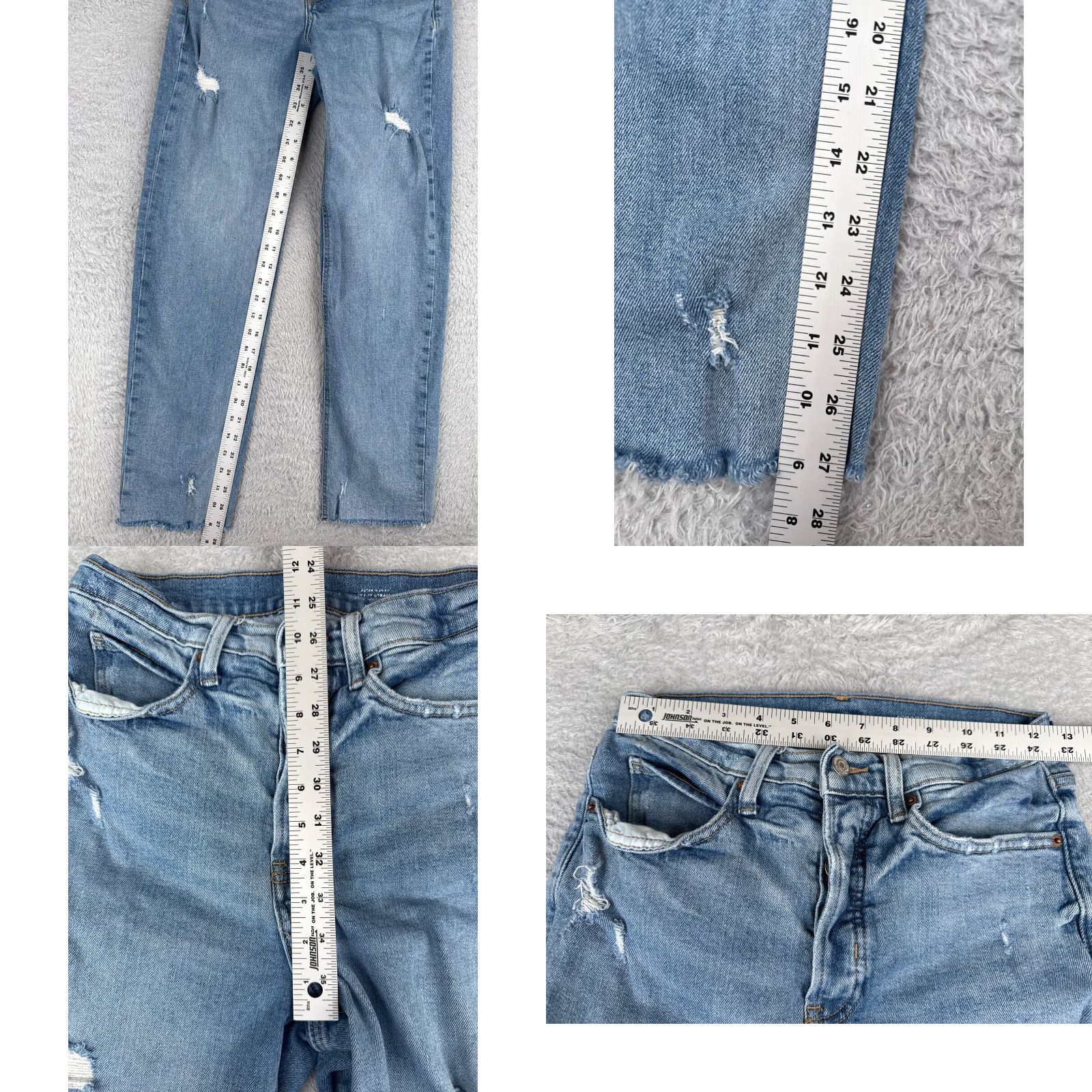 Old Navy VINTAGE: Old Navy Jeans Women 4 Blue Denim Distressed Straight Leg High Rise Cotton 25x28 Size 27" / US 4 / IT 40 - 8 Thumbnail